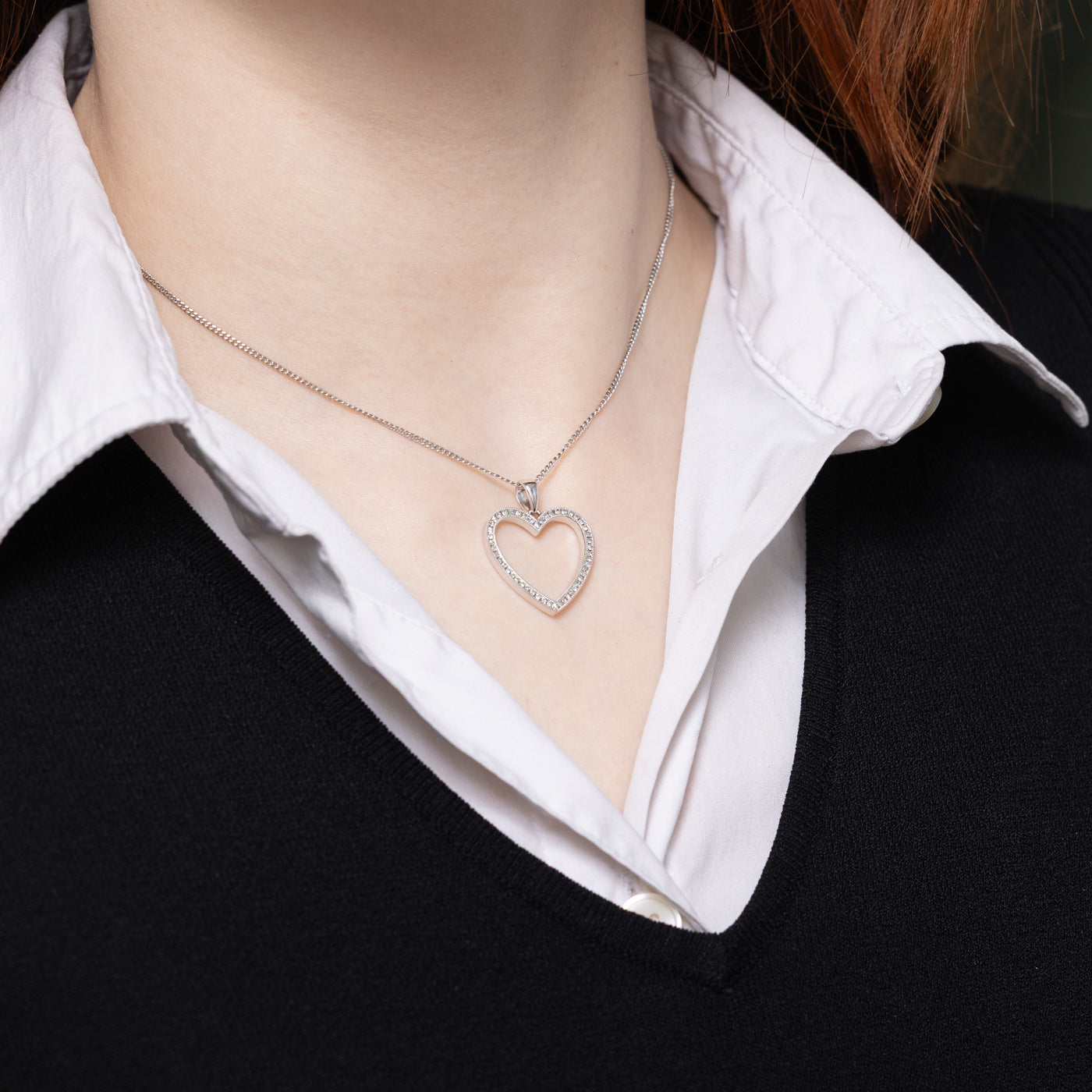 Diamond Milgrain Open Heart Pendant