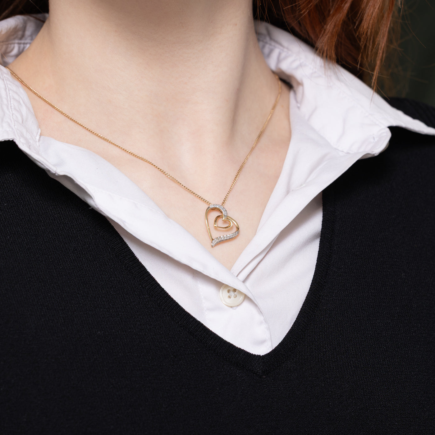 Diamond Swirl Heart Pendant