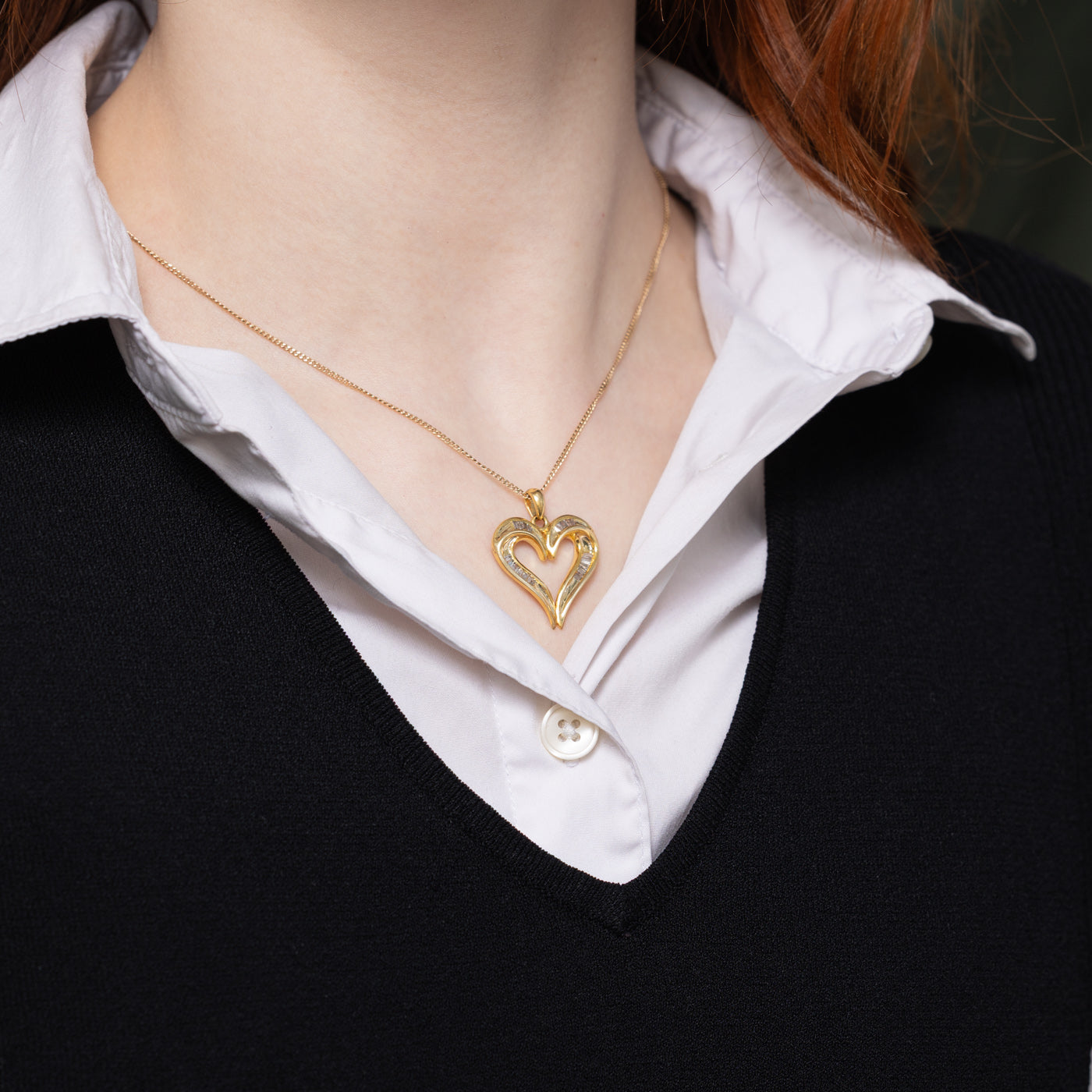 Channel Set Diamond Heart Pendant