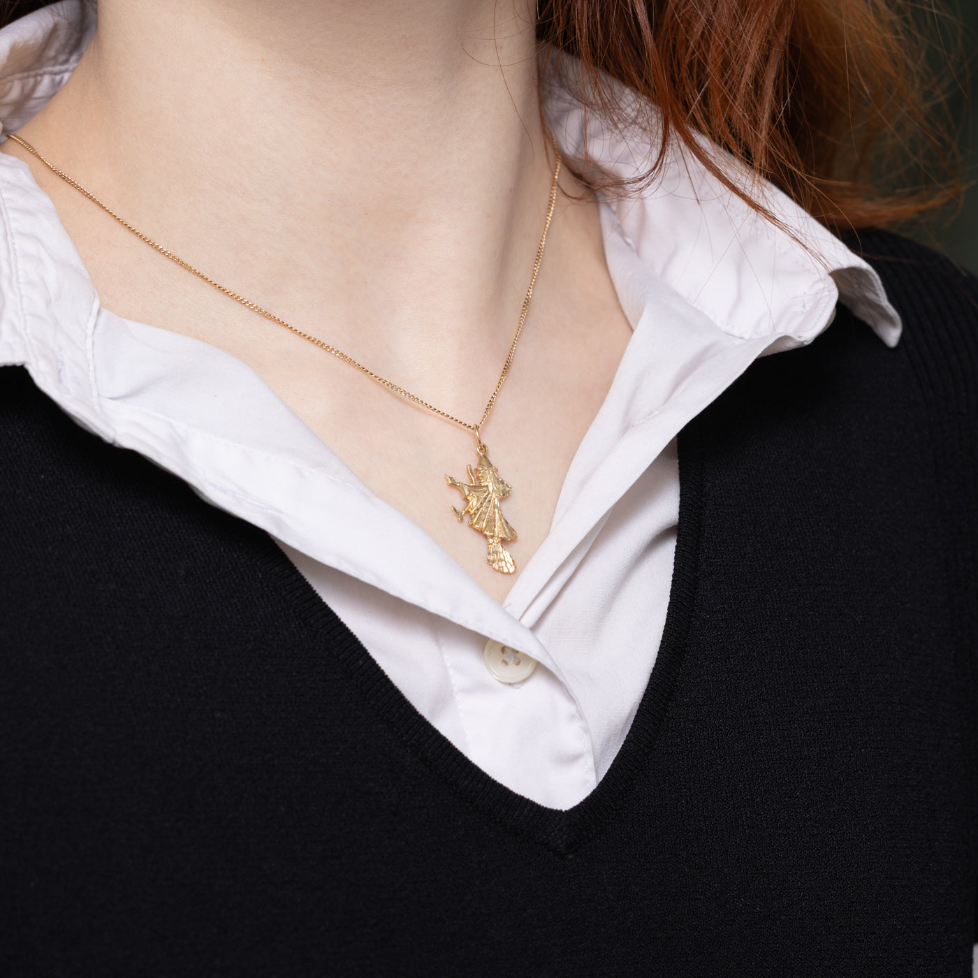 10k Yellow Gold Witch Charm