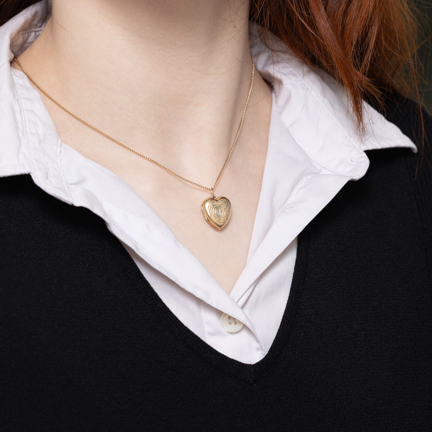 Star Set Diamond Heart Locket Pendant