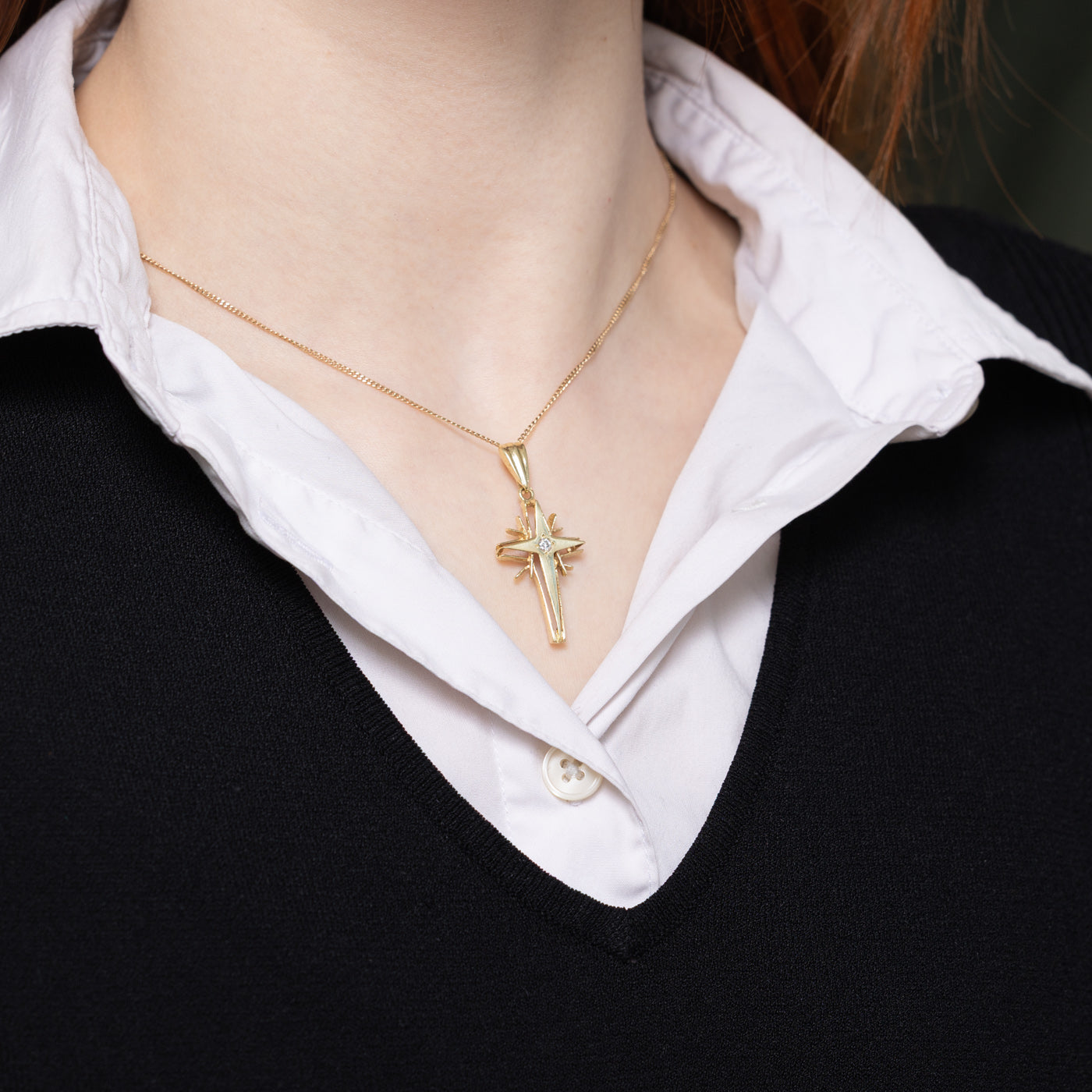 Diamond Ornate Cross Pendant