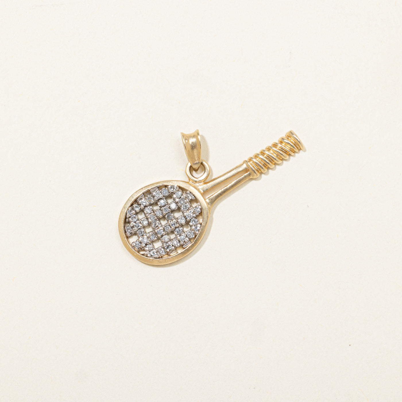 Diamond Tennis Racket Pendant