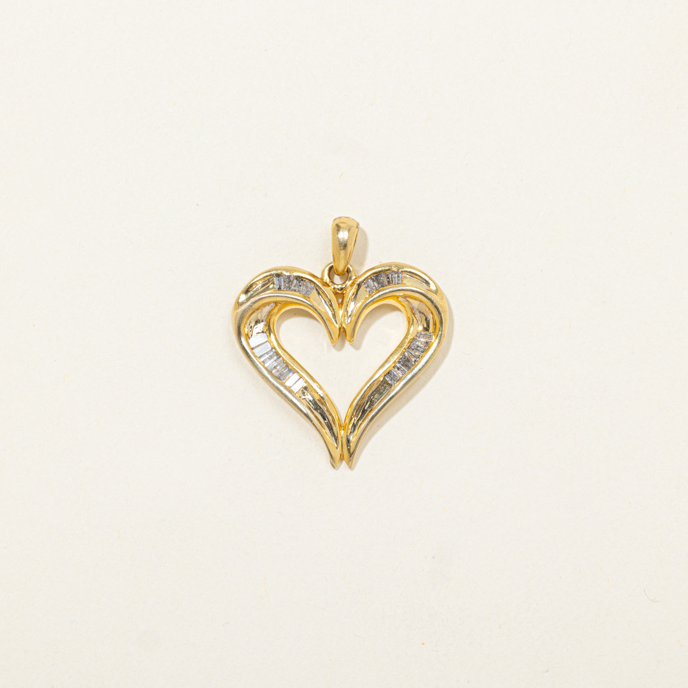 Channel Set Diamond Heart Pendant