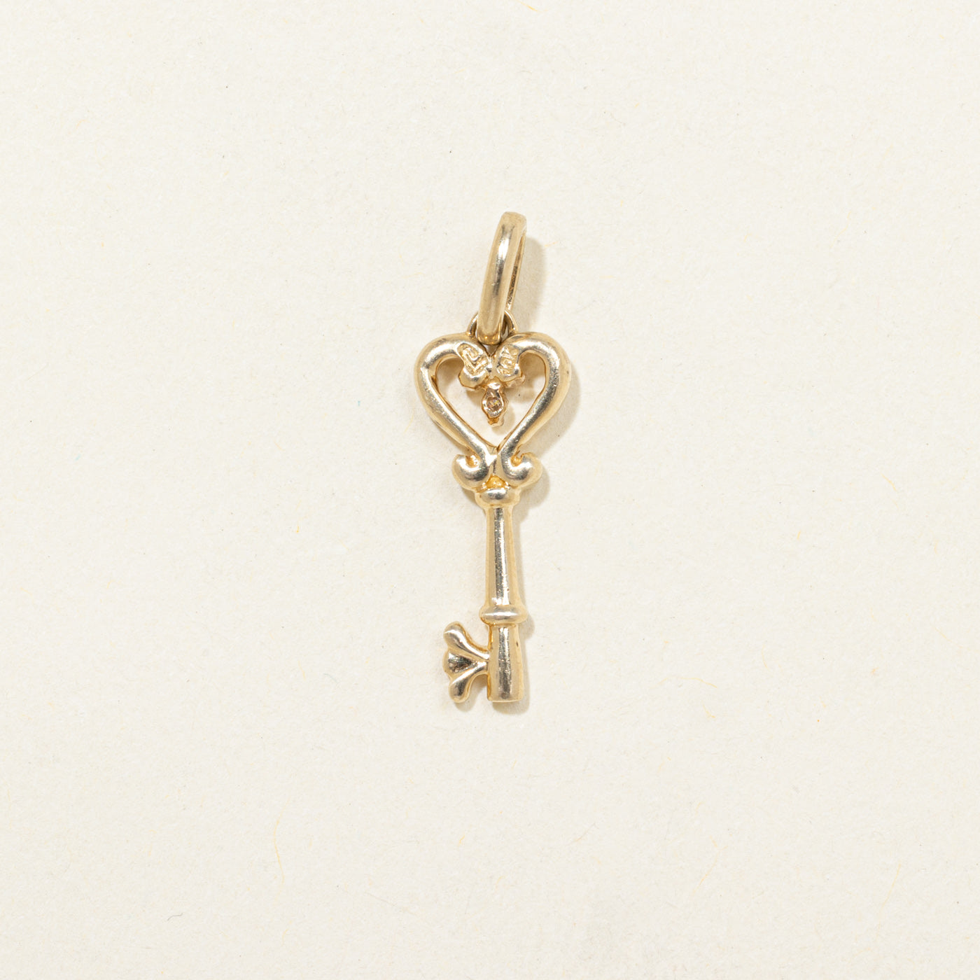 Diamond Heart Key Charm
