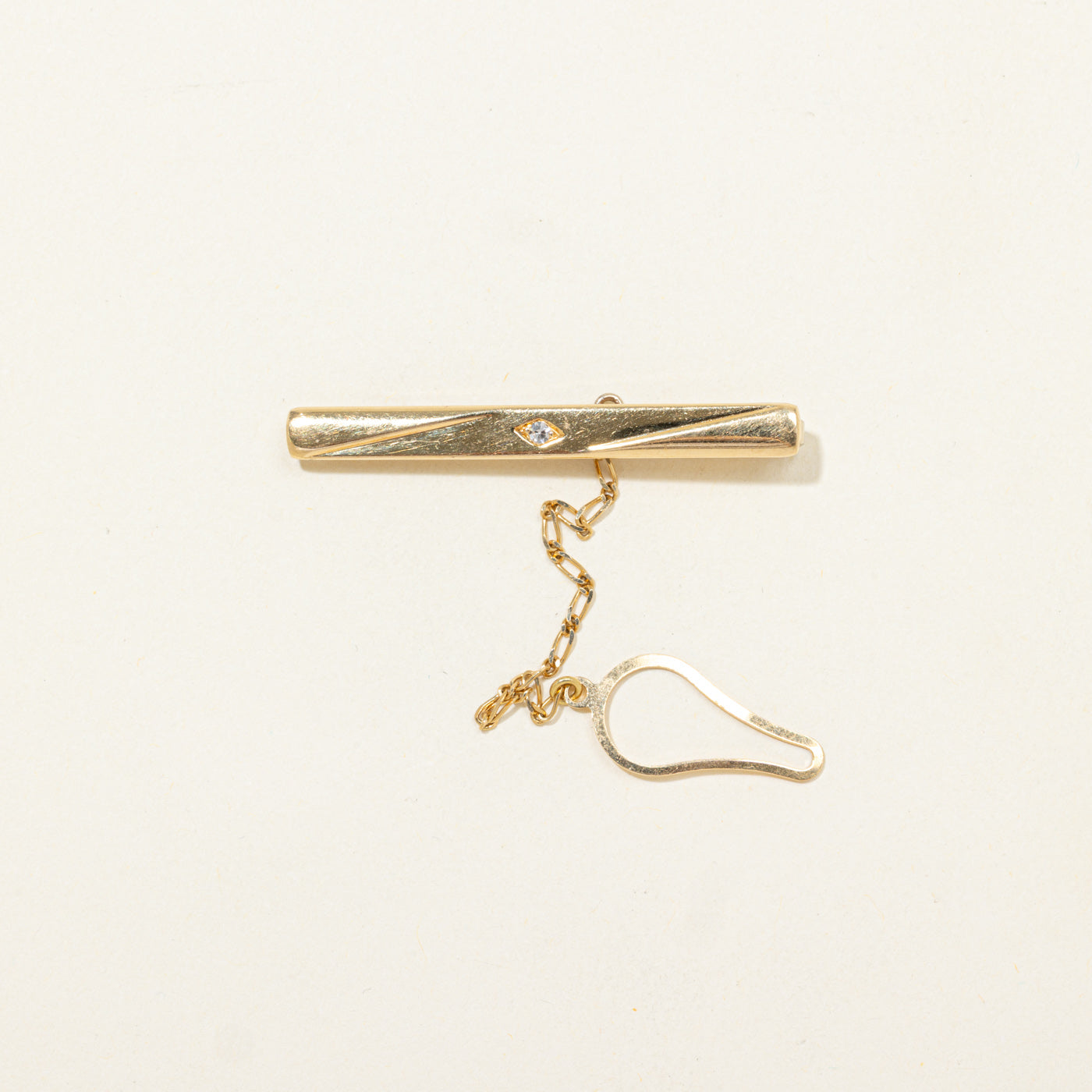 Italian 18K Diamond Bar Brooch