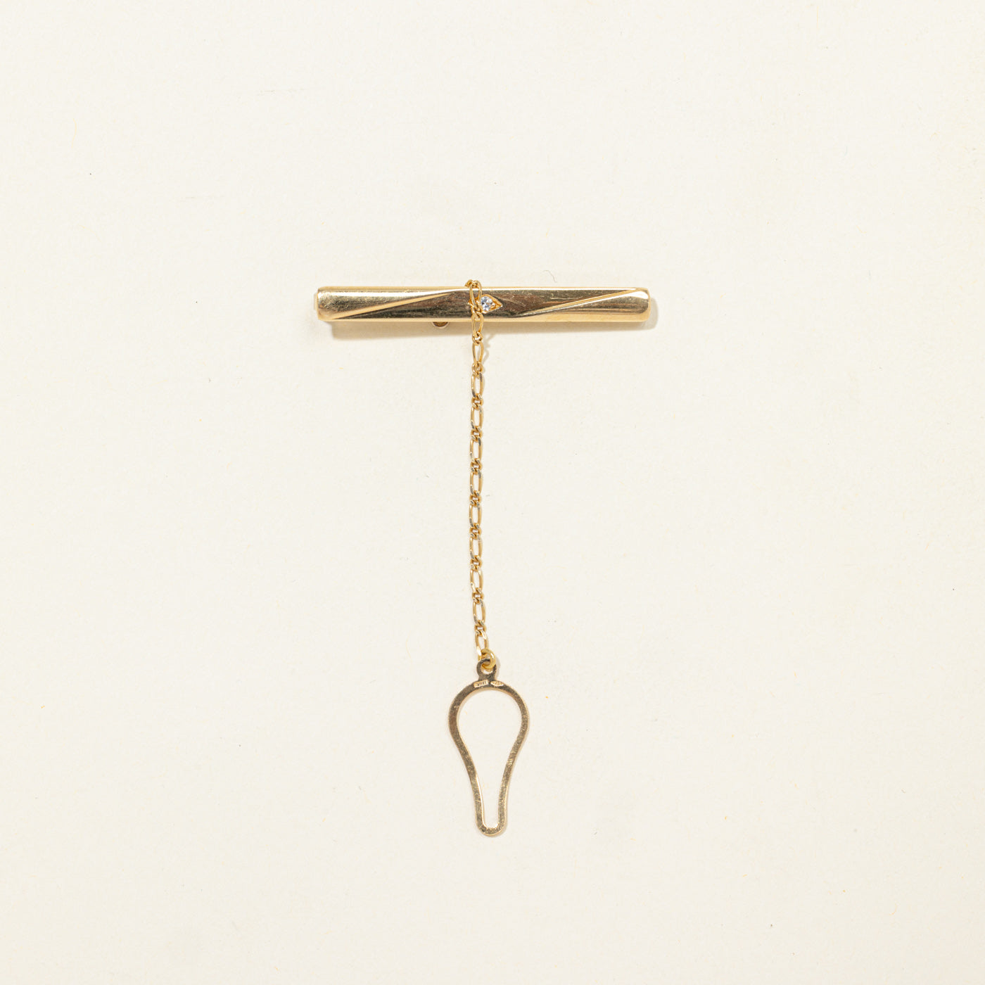 Italian 18K Diamond Bar Brooch