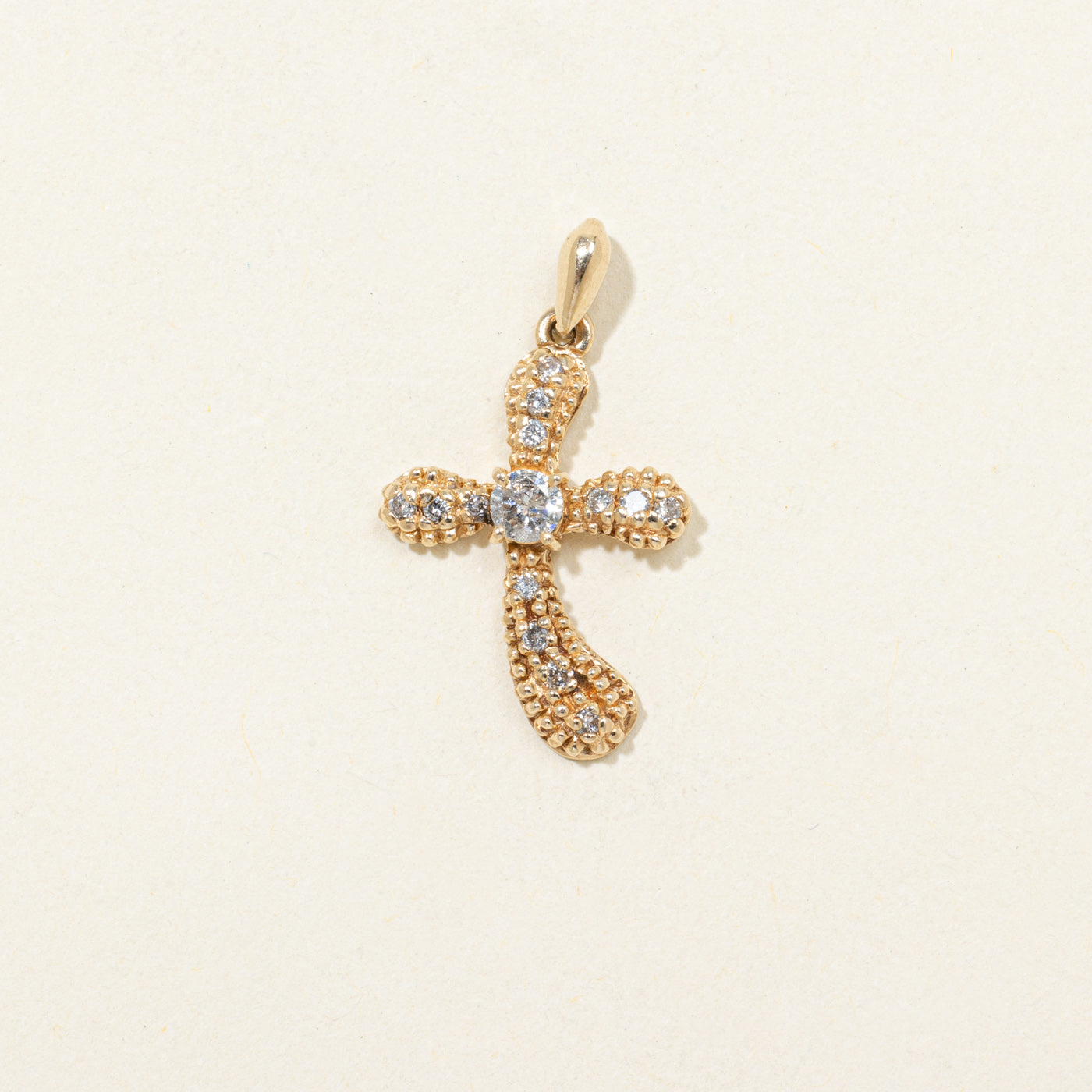 Diamond Textured Ornate Cross Pendant
