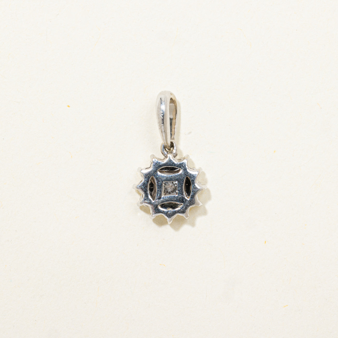 Bezel Set Diamond Petal Halo Pendant