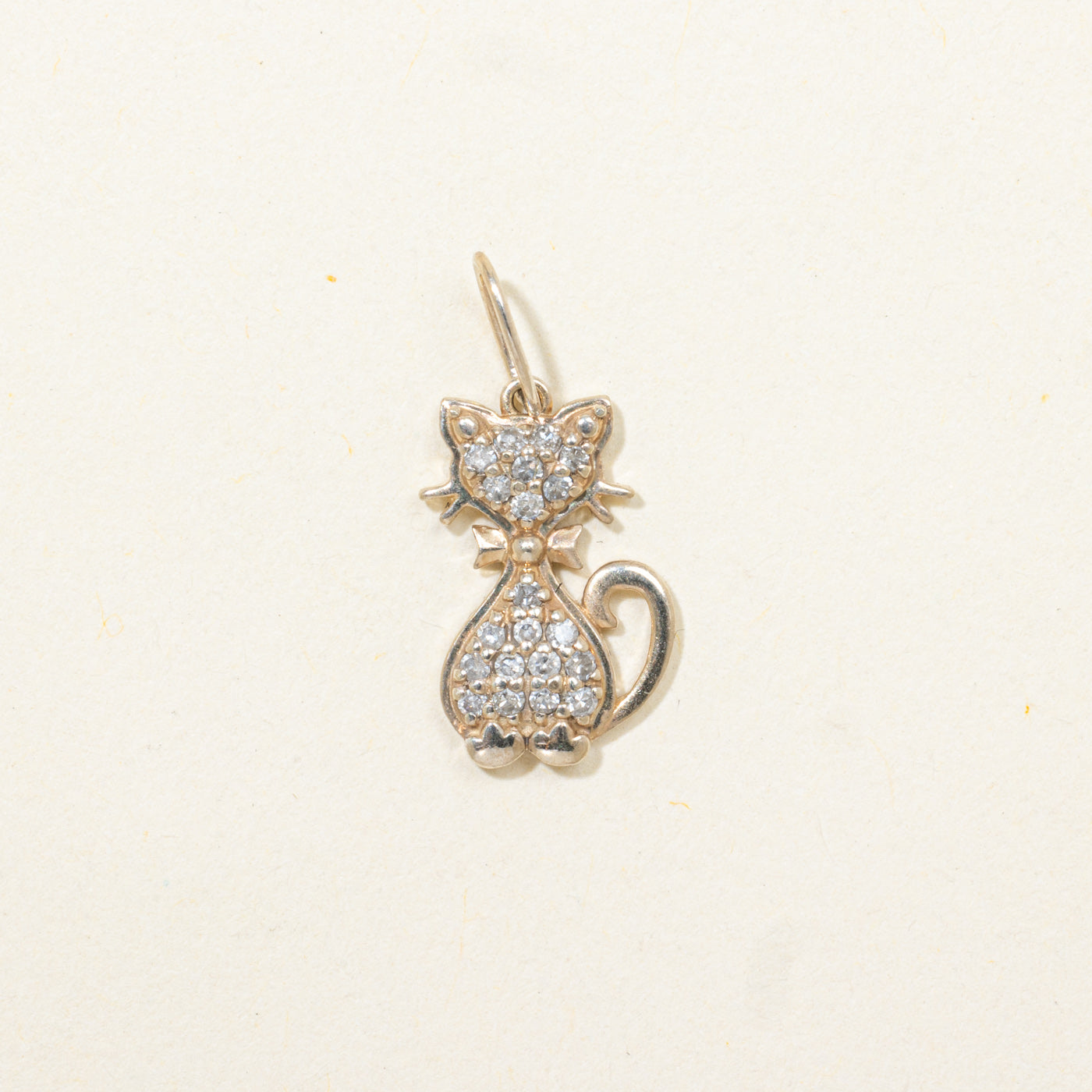 Pave Set Diamond Cat Charm