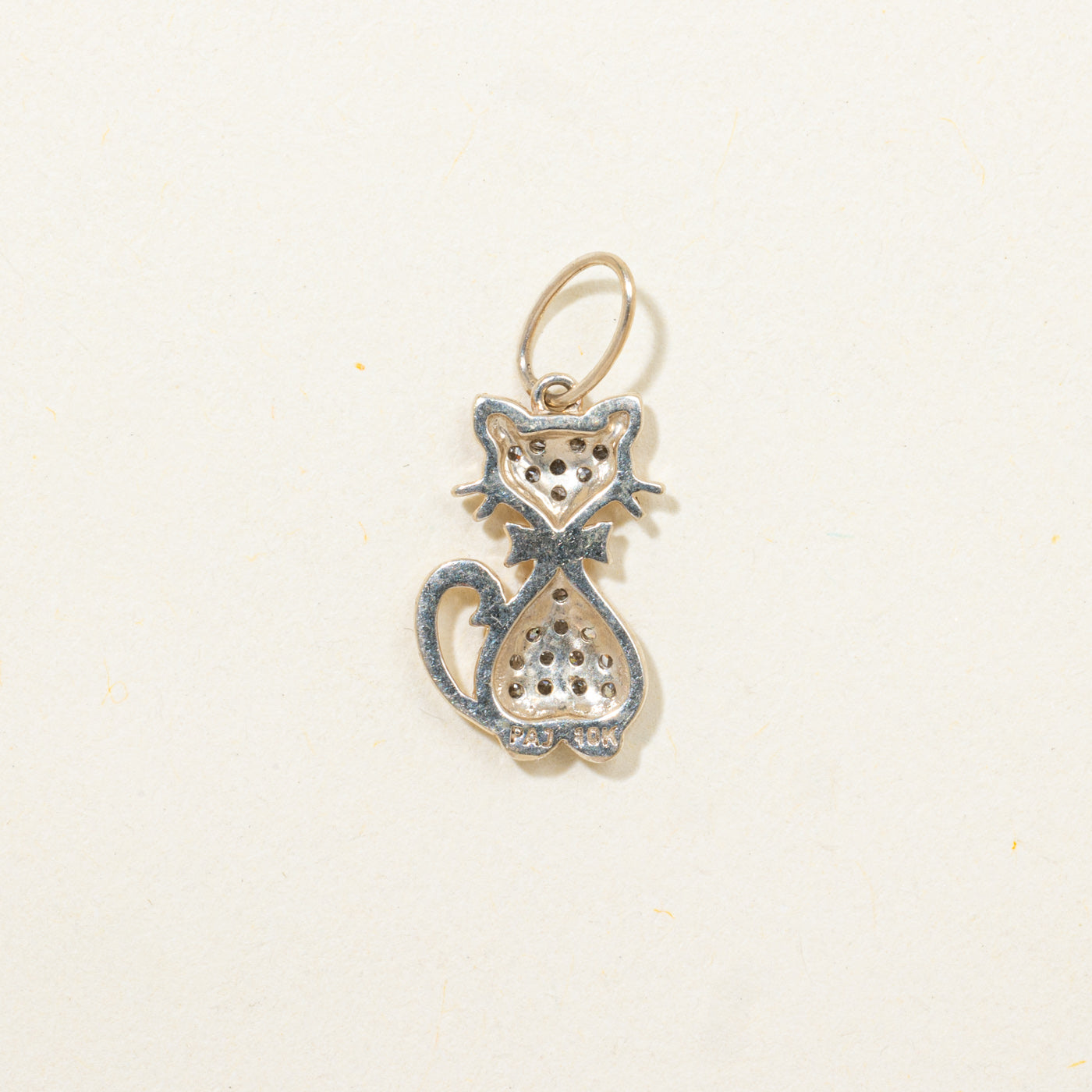 Pave Set Diamond Cat Charm