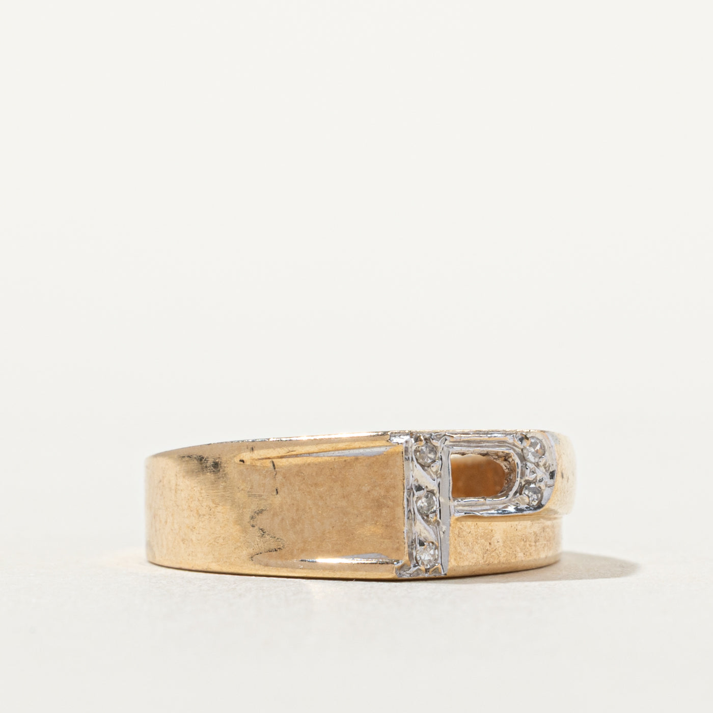 10k Diamond "P" Initial Ring | SZ 6