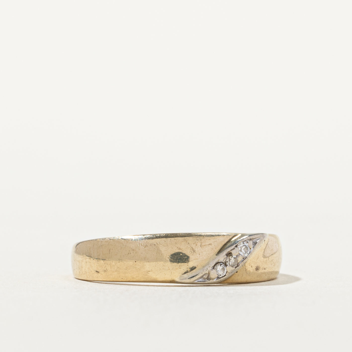 10k Three Stone Diagonal Diamond Row Band | SZ 6.25