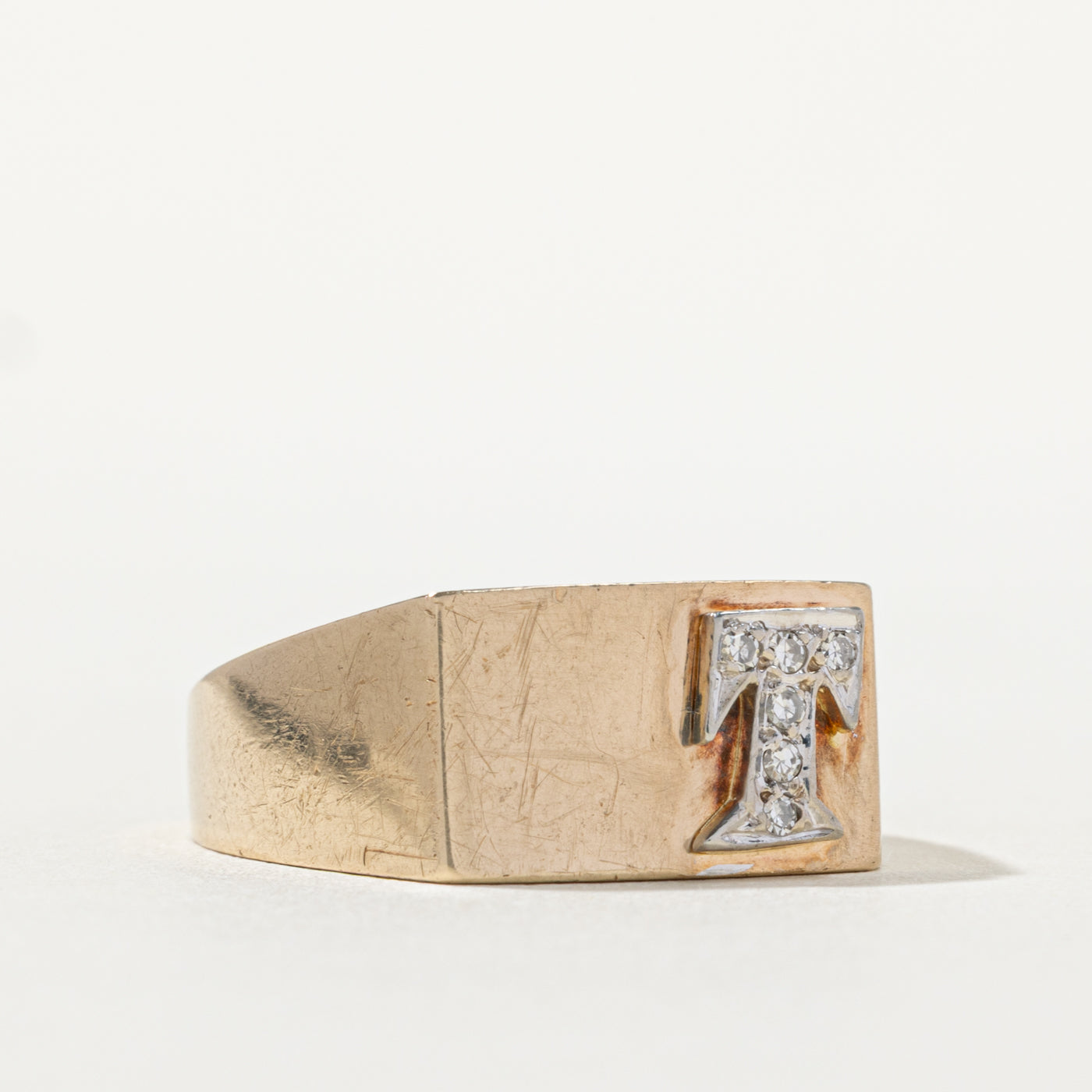 10k Diamond "T" Initial Ring | SZ 8.25