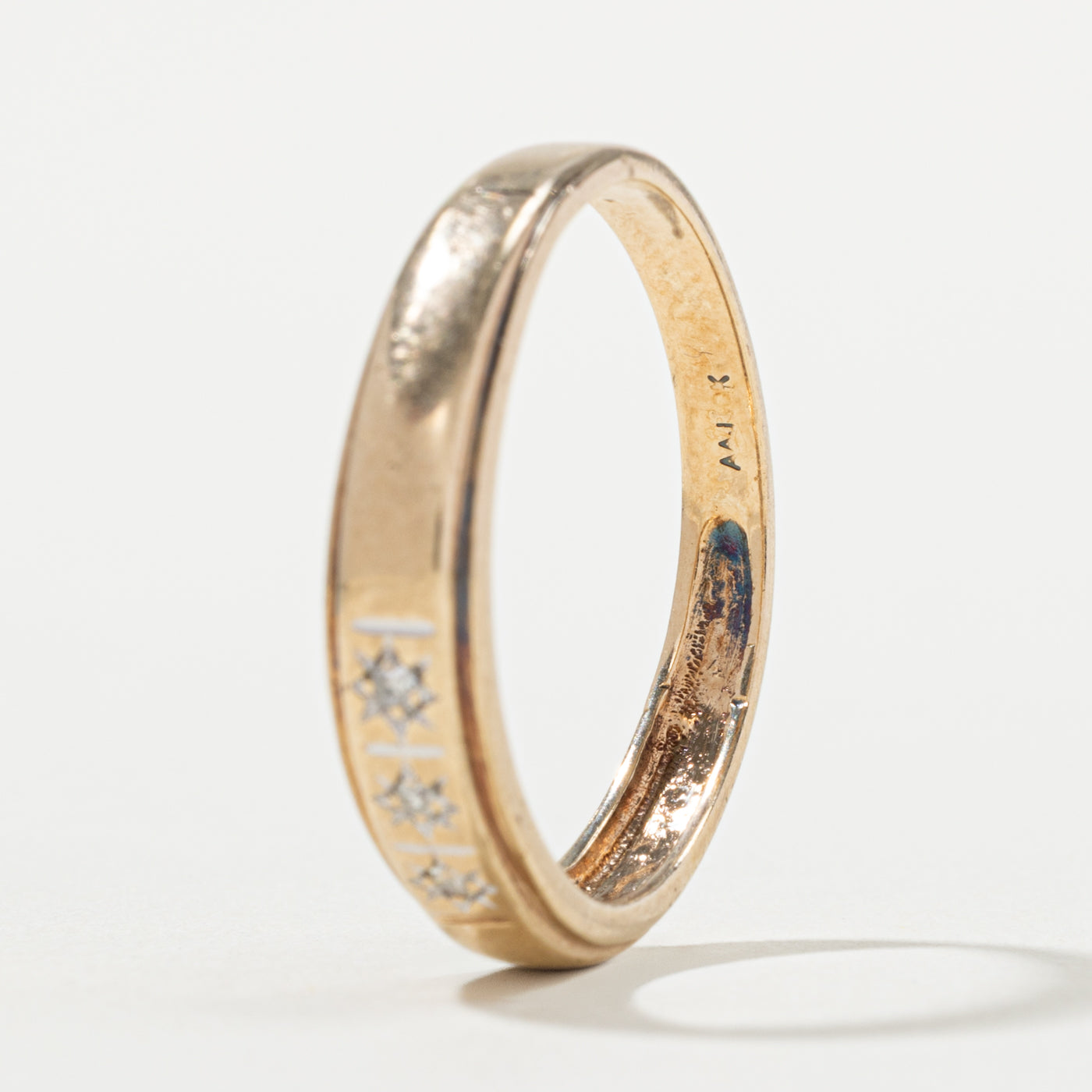 10k Star Set Three Stone Diamond Band | SZ 10.75