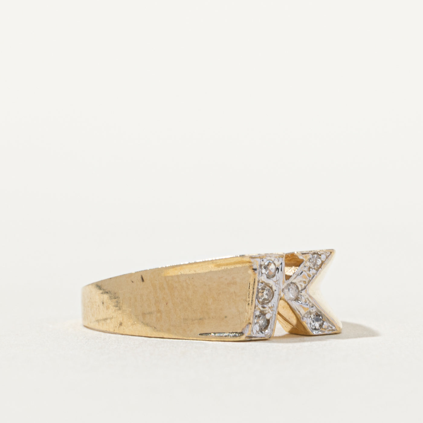 10k Diamond "K" Initial Ring | SZ 5.5