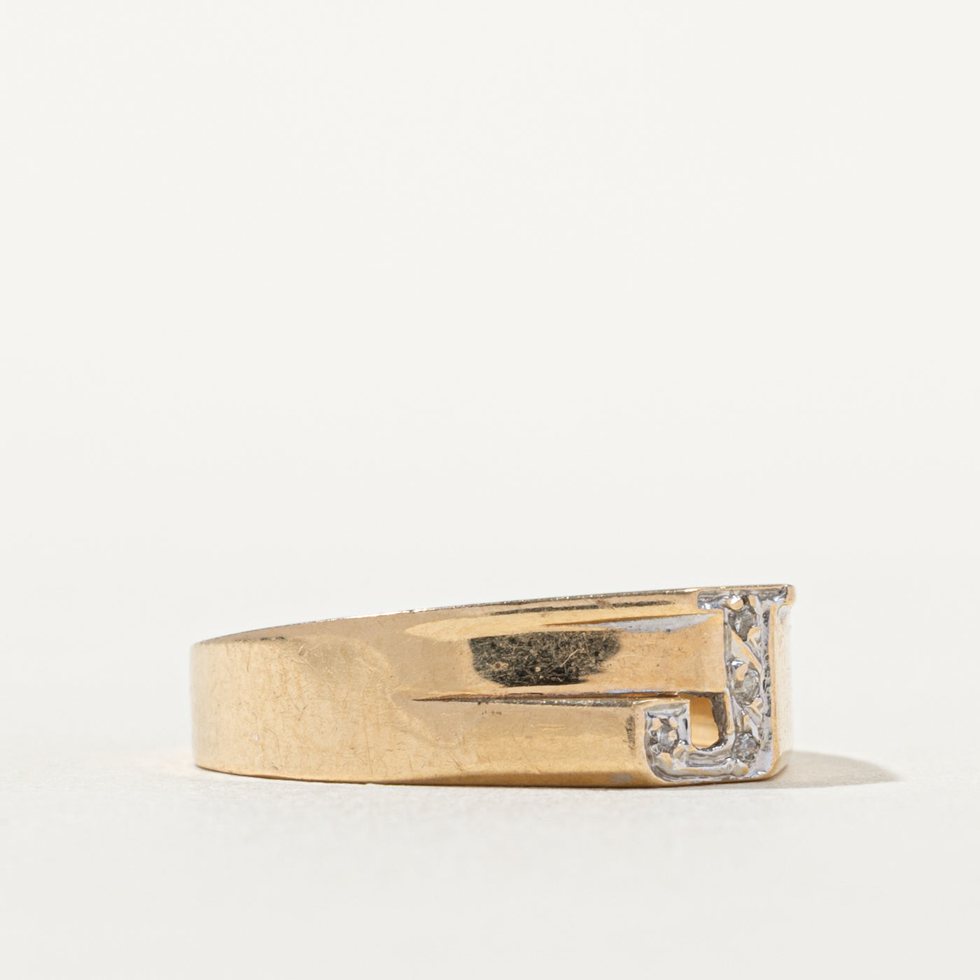 10k Diamond "J" Initial Ring | SZ 7.25