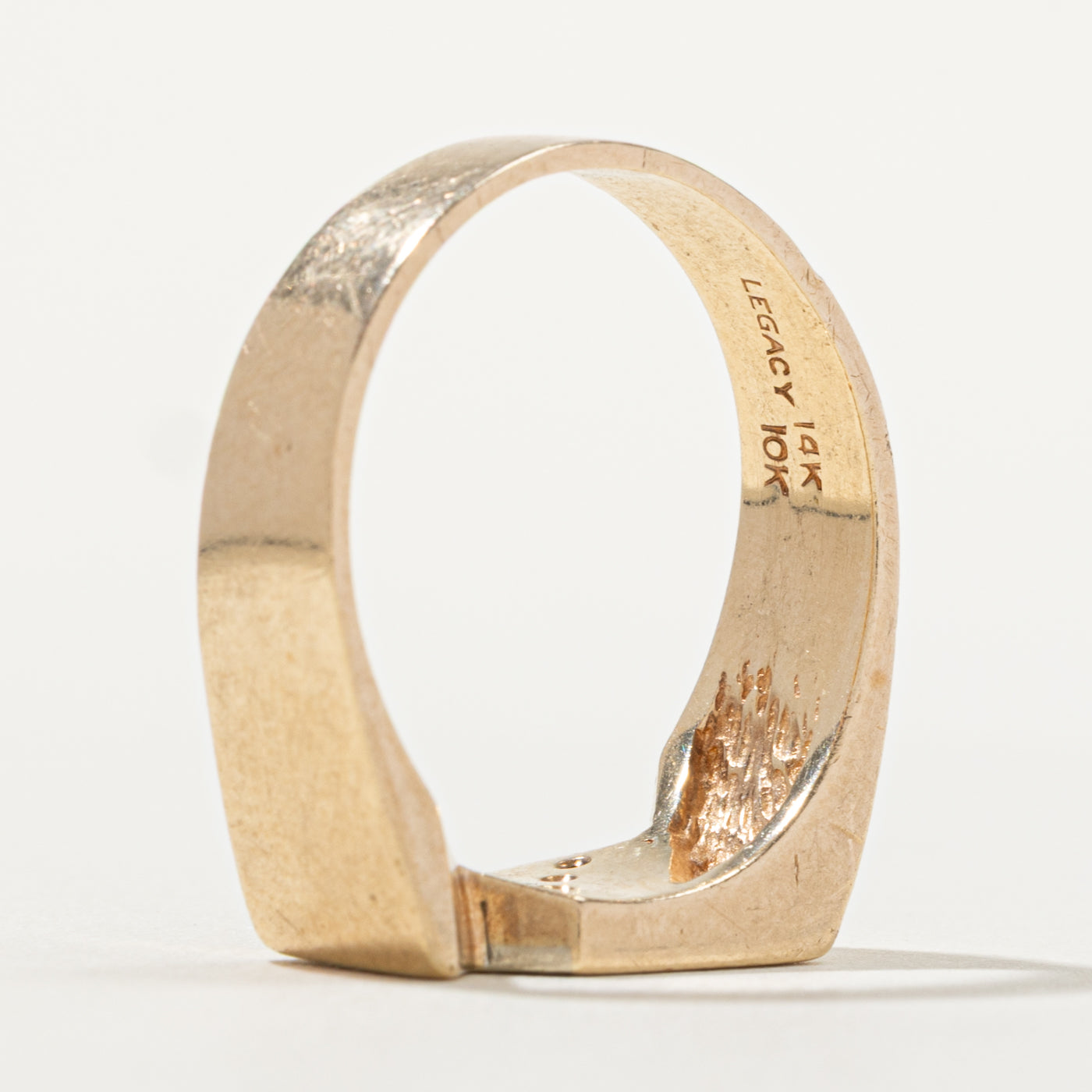 10k Four Stone Diamond Geometric Signet Ring | SZ 10.25