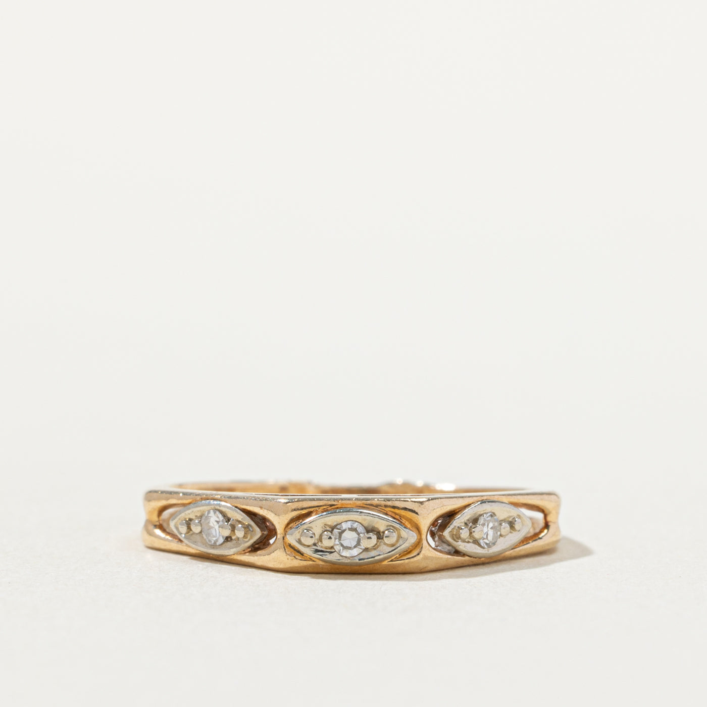 14k Diamond Marquise Patterned Band | SZ 6.5