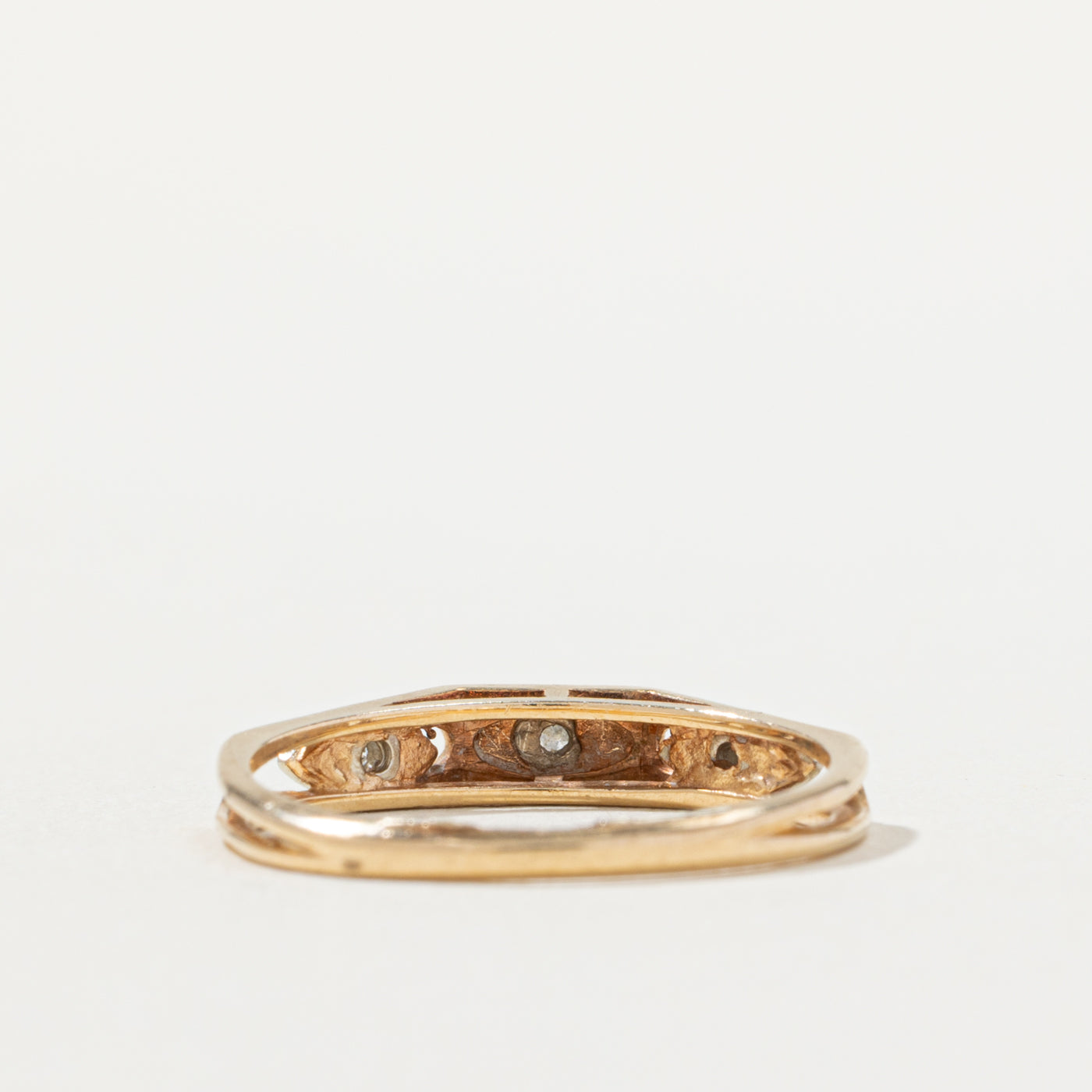 14k Diamond Marquise Patterned Band | SZ 6.5