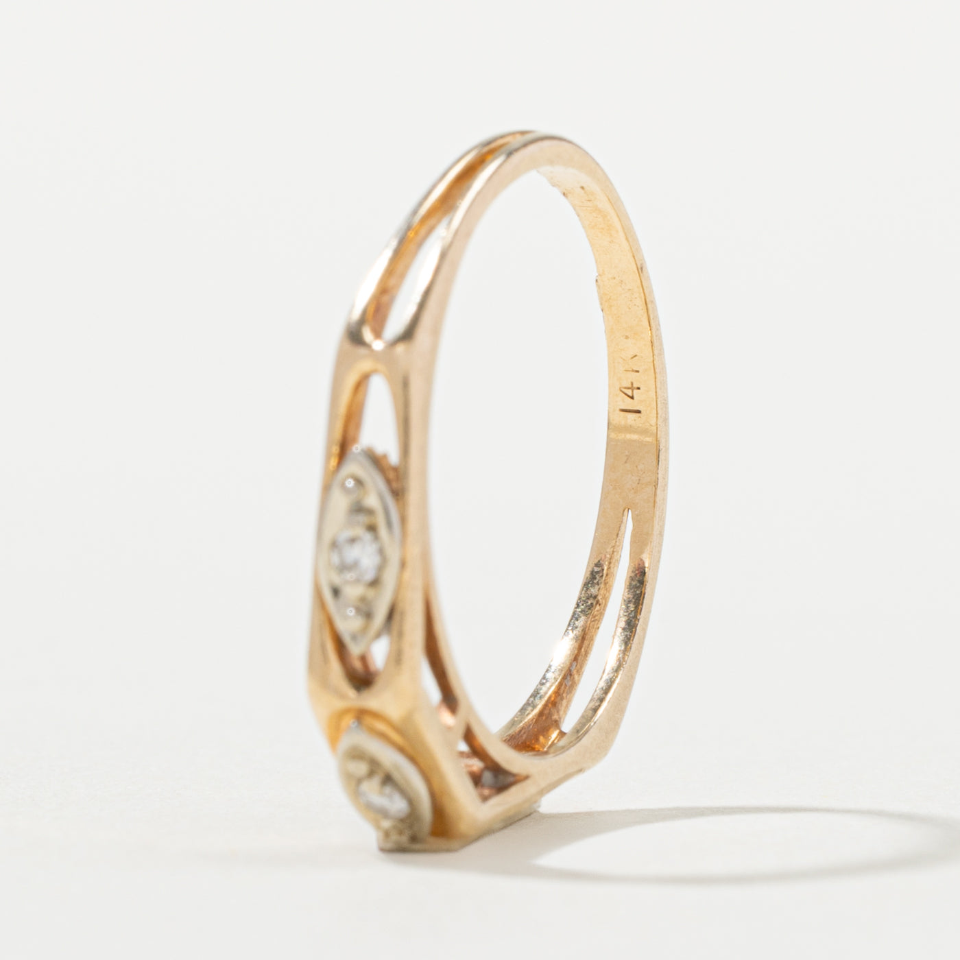 14k Diamond Marquise Patterned Band | SZ 6.5