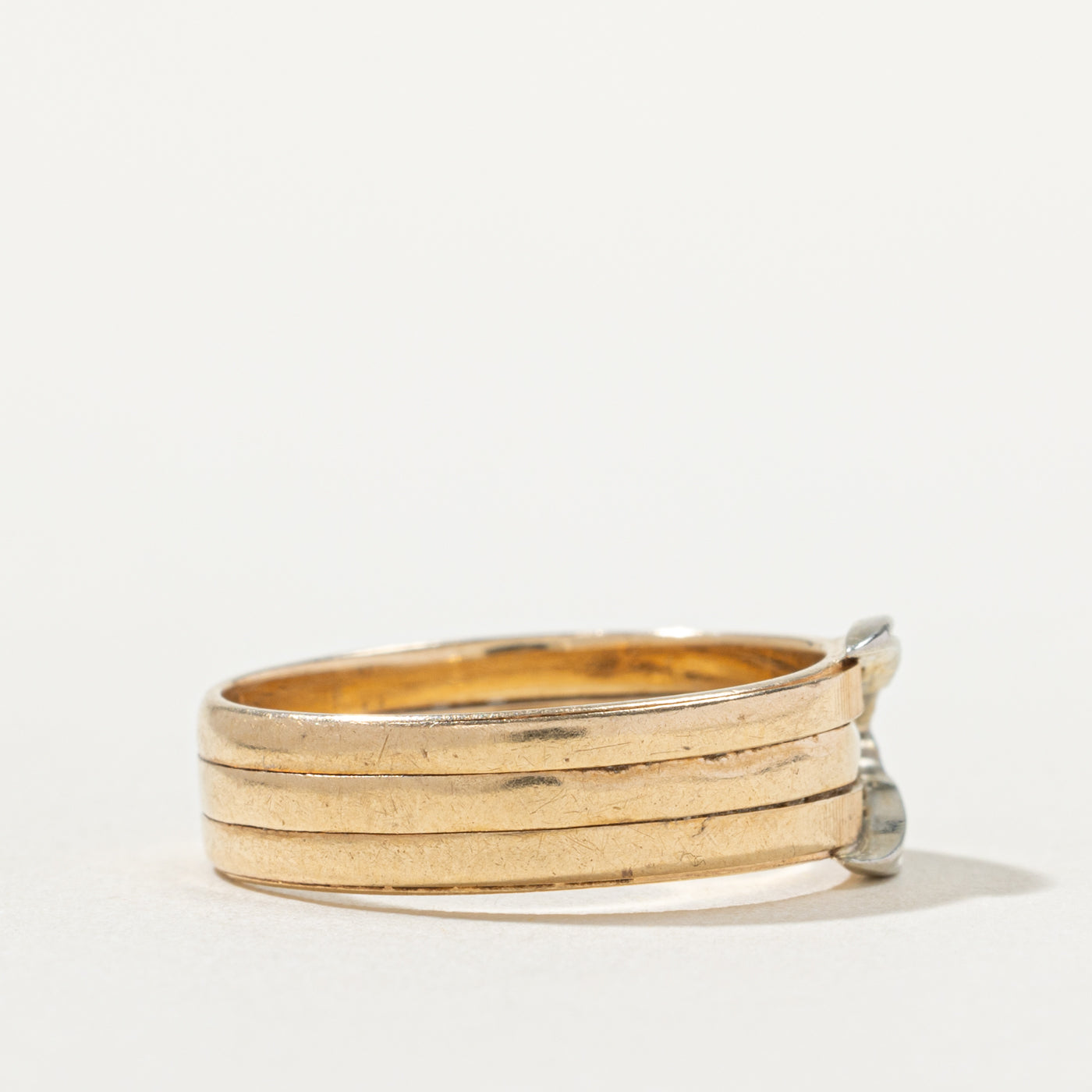 14k Diamond Buckle Stacked Band | SZ 6.75