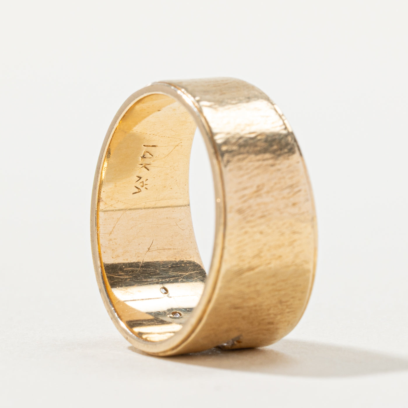 14k Five Stone Diamond Textured Band | SZ 5