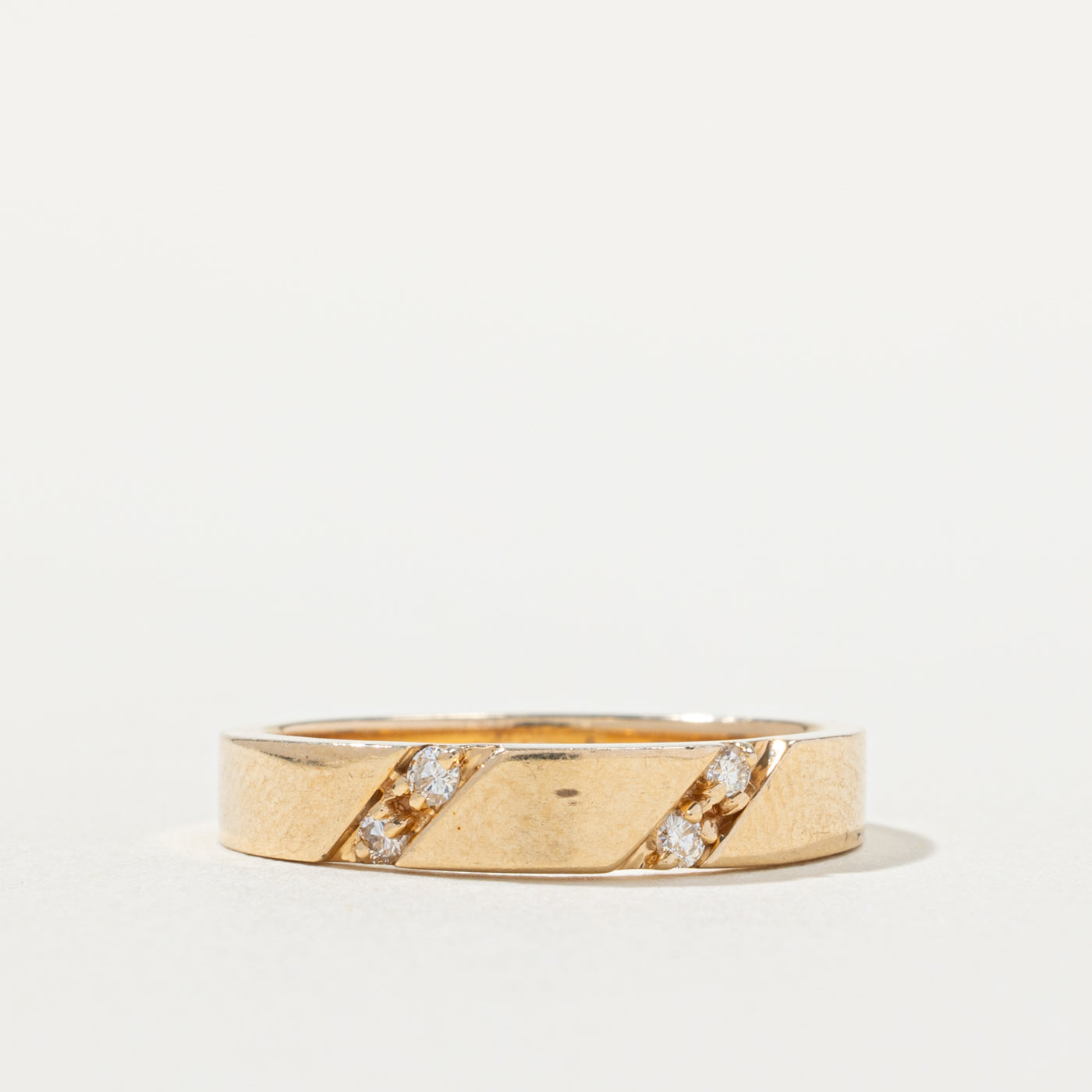 14k Diagonal Set Diamond Double Row Band | 3.75mm | SZ 6.75