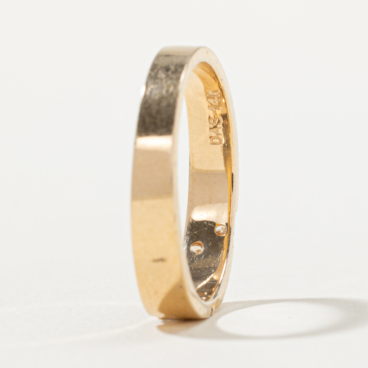 14k Diagonal Set Diamond Double Row Band | 3.75mm | SZ 6.75