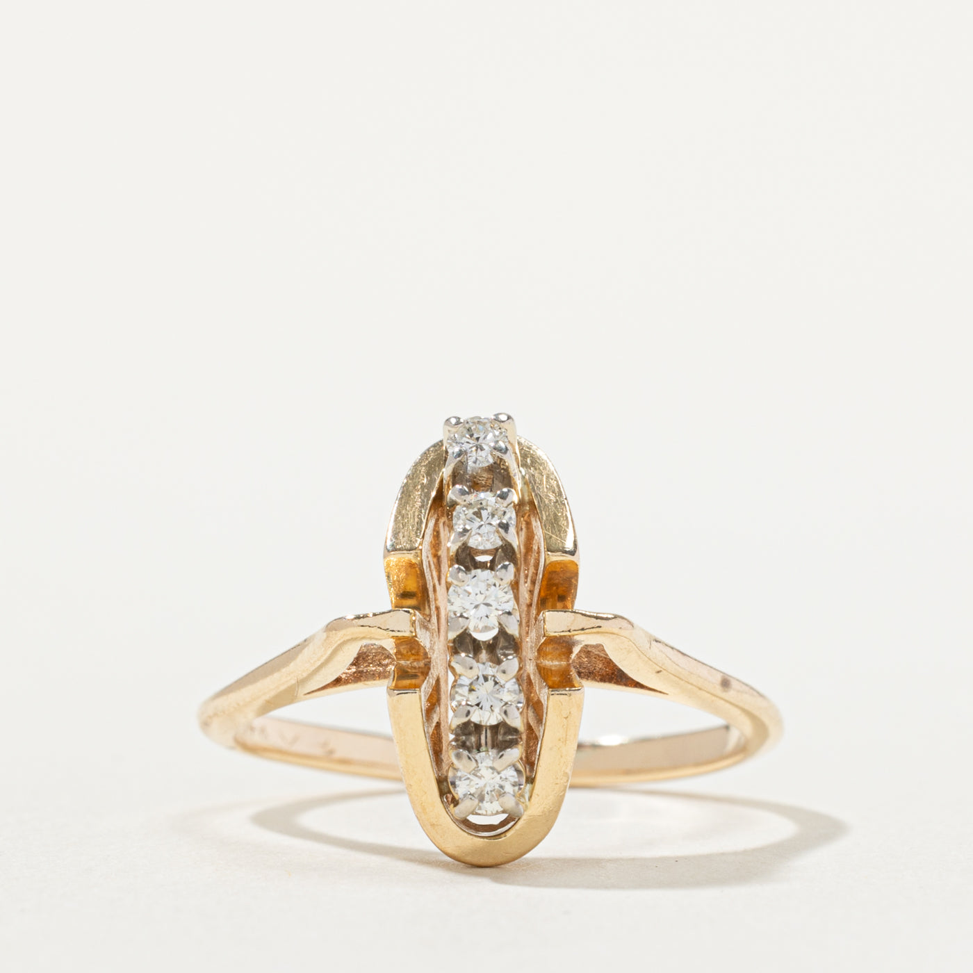 14k Five Stone Diamond Column Ring | SZ 7.75