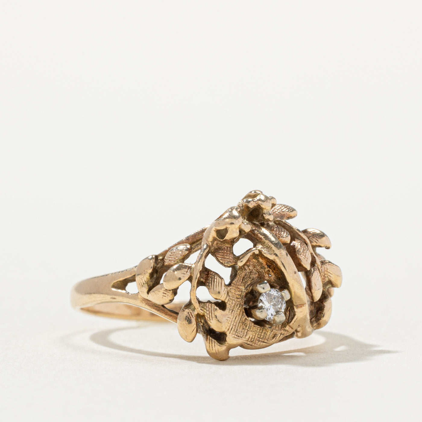 14k Diamond Floral Openwork Ring | SZ 6.5