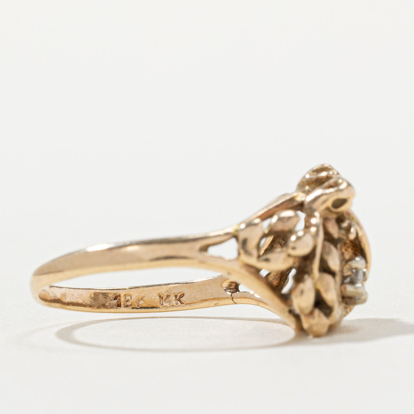 14k Diamond Floral Openwork Ring | SZ 6.5