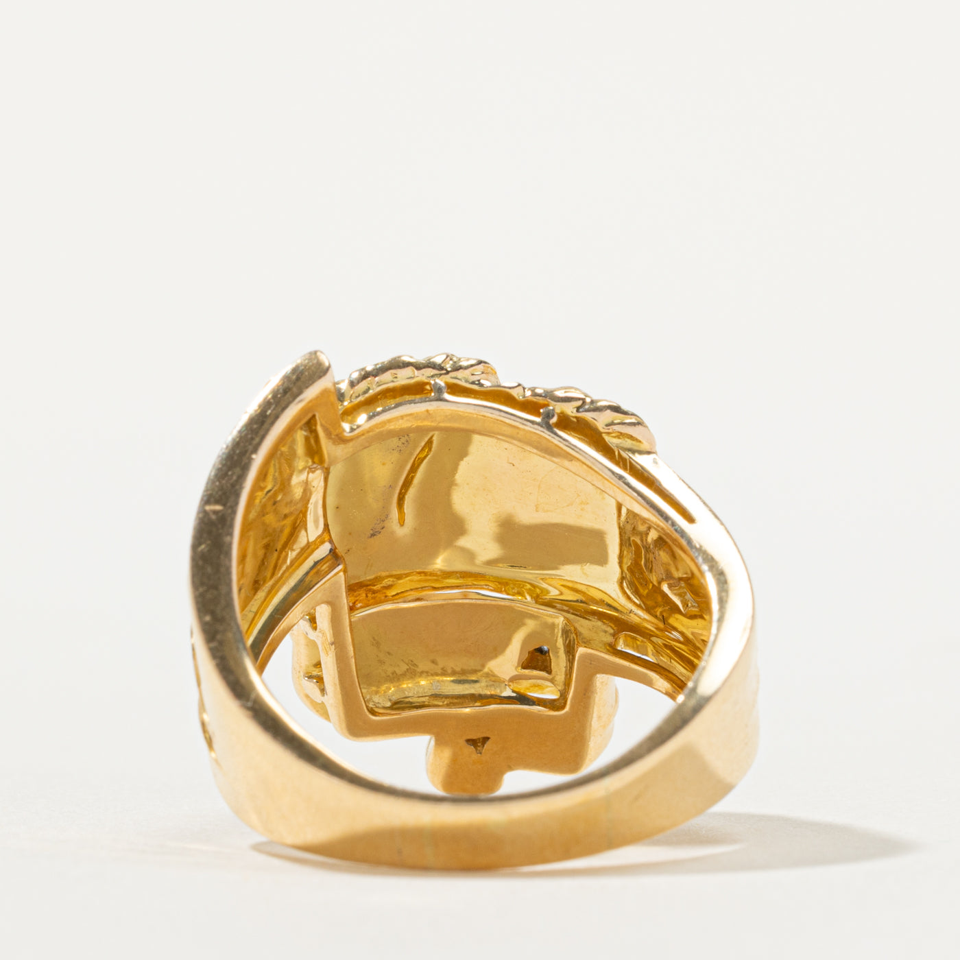 18k Diamond Engraved Multi Face Profile Ring | SZ 7.25