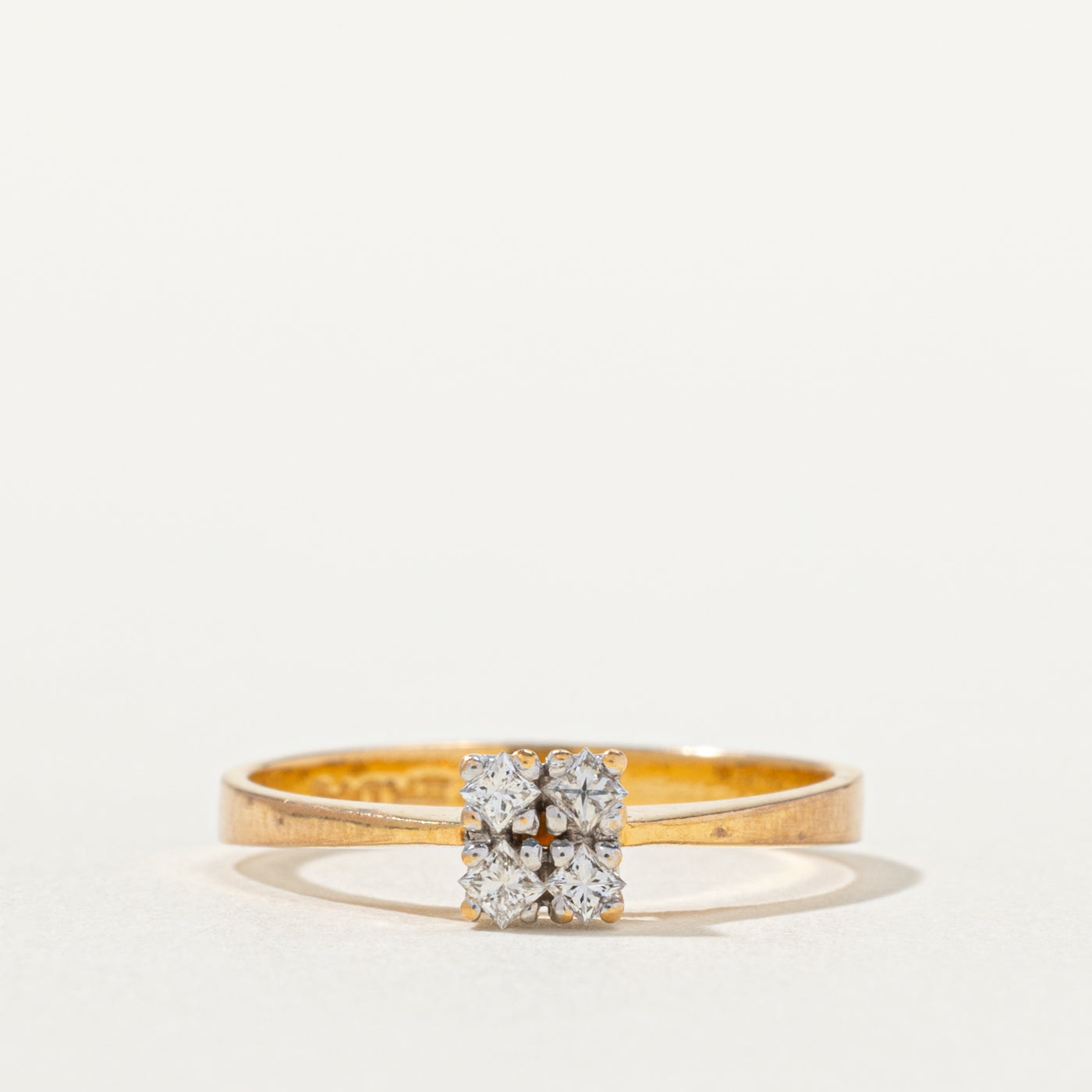 22k Princess Cut Diamond Square Cluster Ring | SZ 5.75