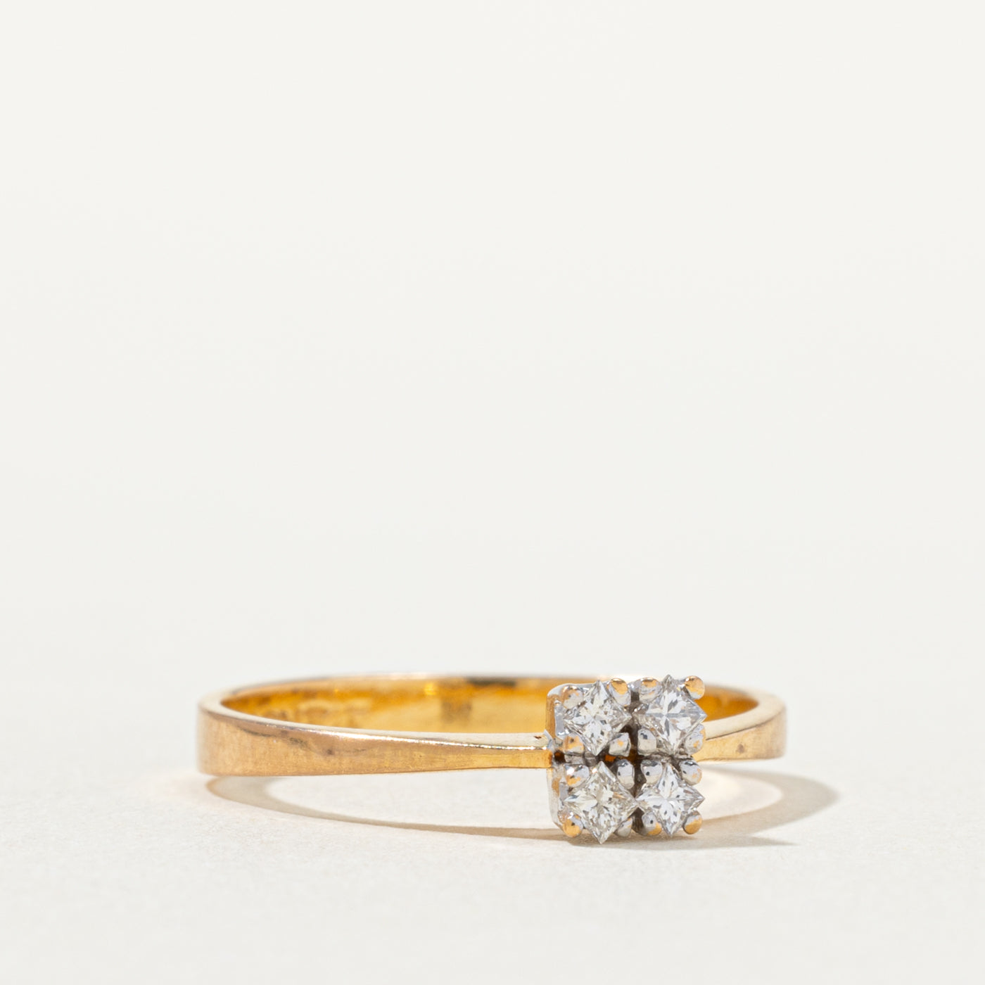 22k Princess Cut Diamond Square Cluster Ring | SZ 5.75