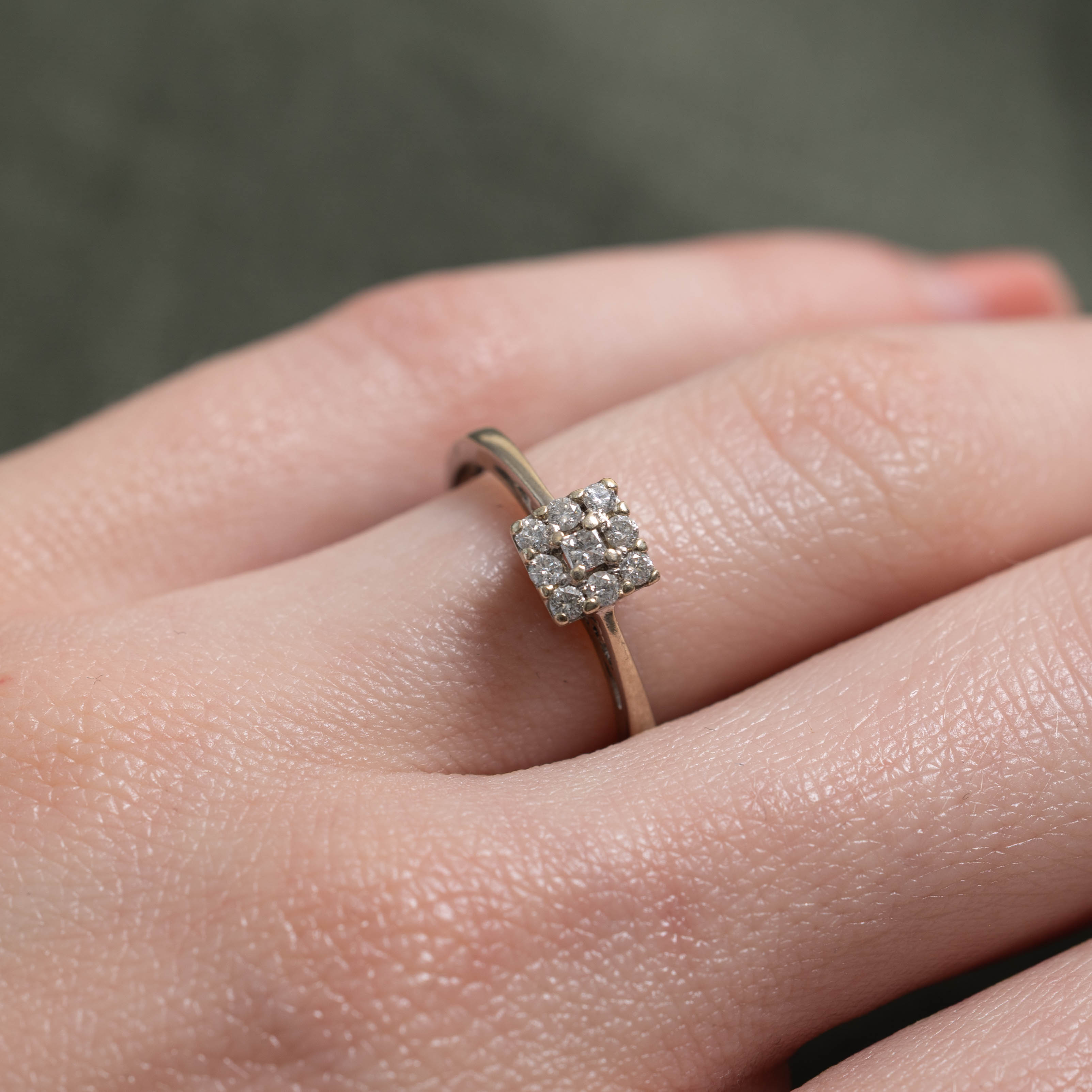 14k Diamond Square Cluster Ring | SZ 5.25