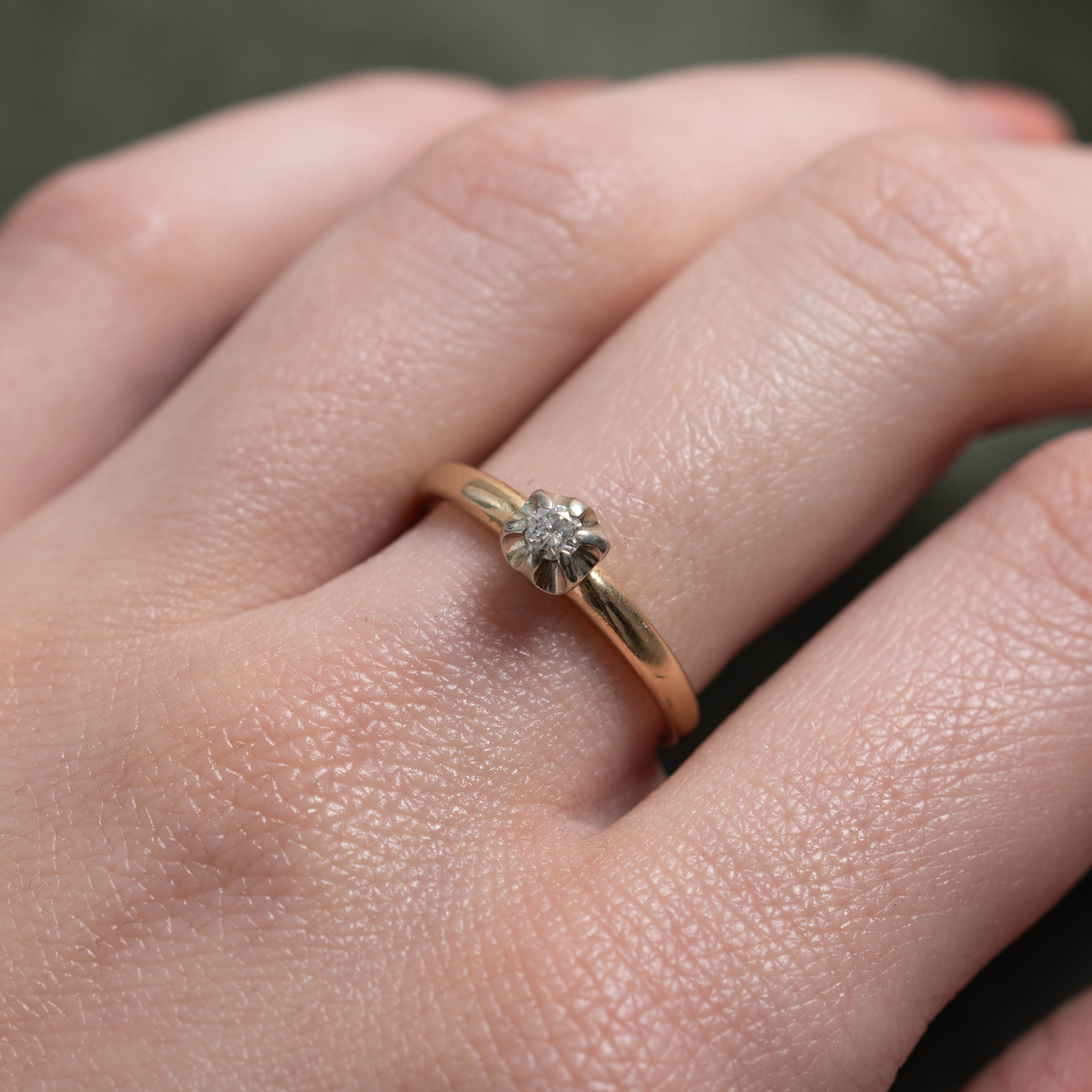 14k Belcher Set Diamond Ring | 1.75mm | SZ 5.75