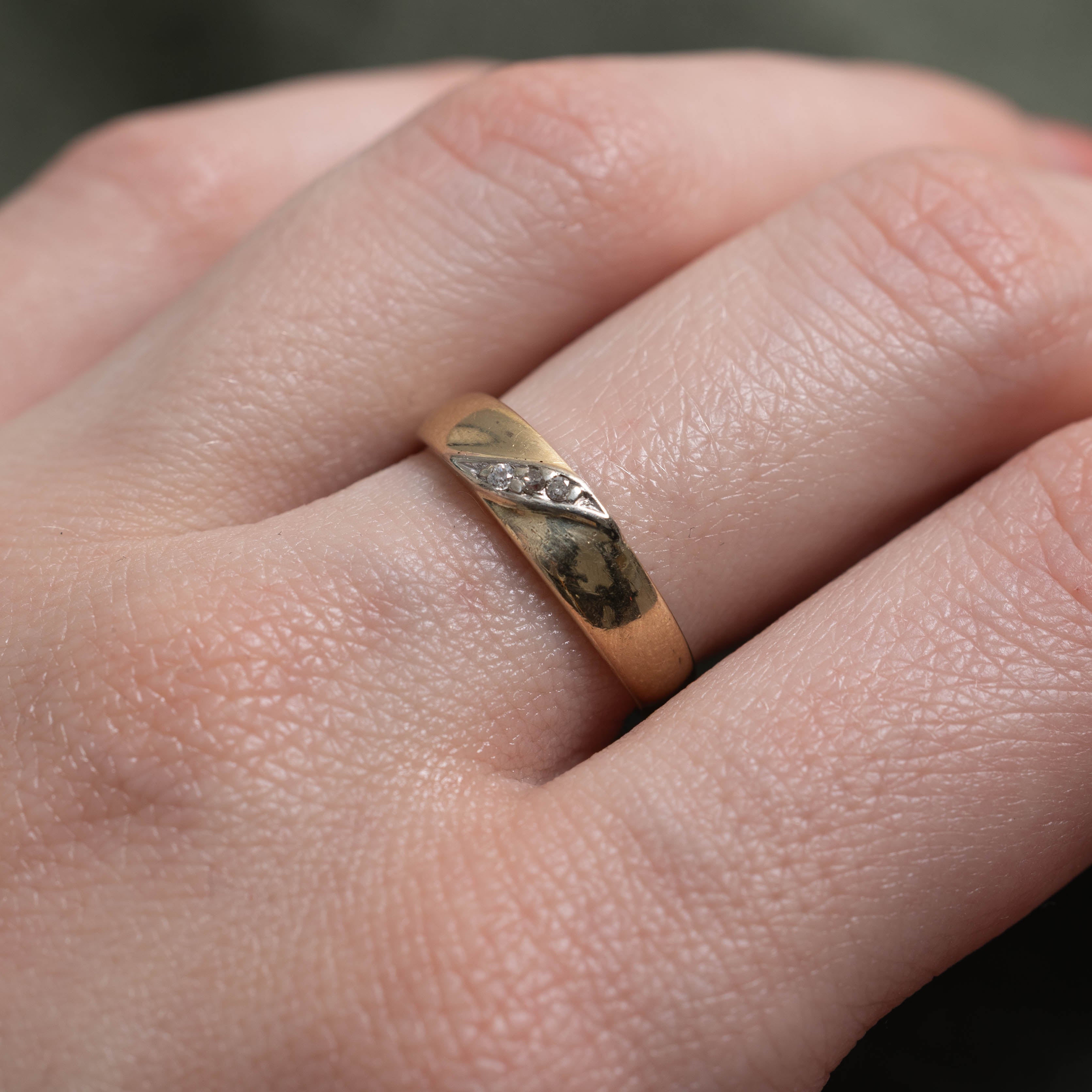 10k Three Stone Diagonal Diamond Row Band | SZ 6.25