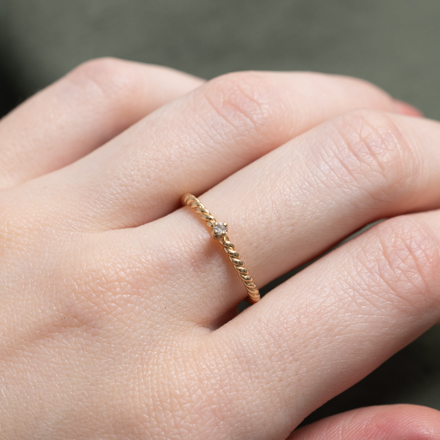 Single Diamond Rope Ring | SZ 5.75