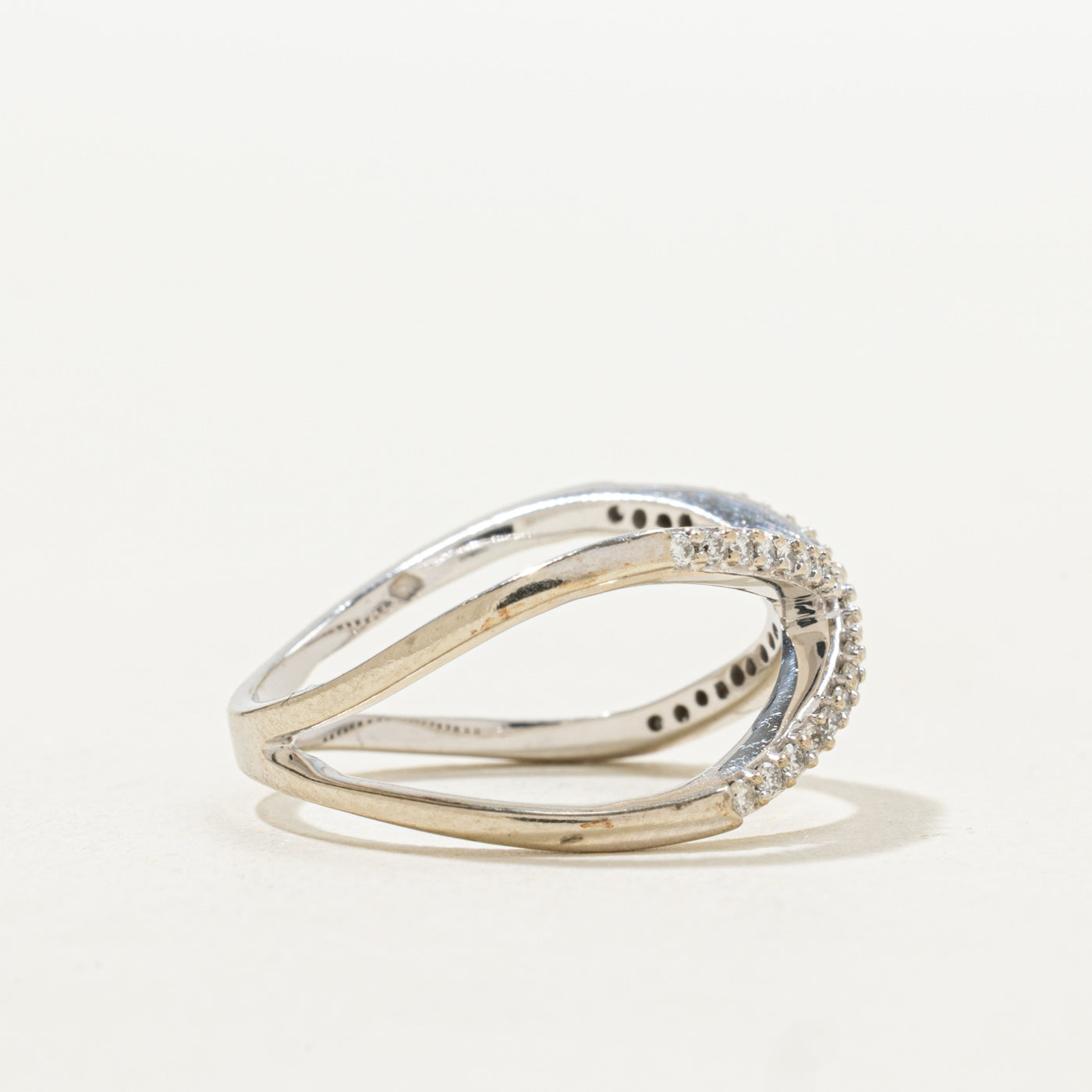 Pavé Set Diamond Crossover Ring | SZ 6.25