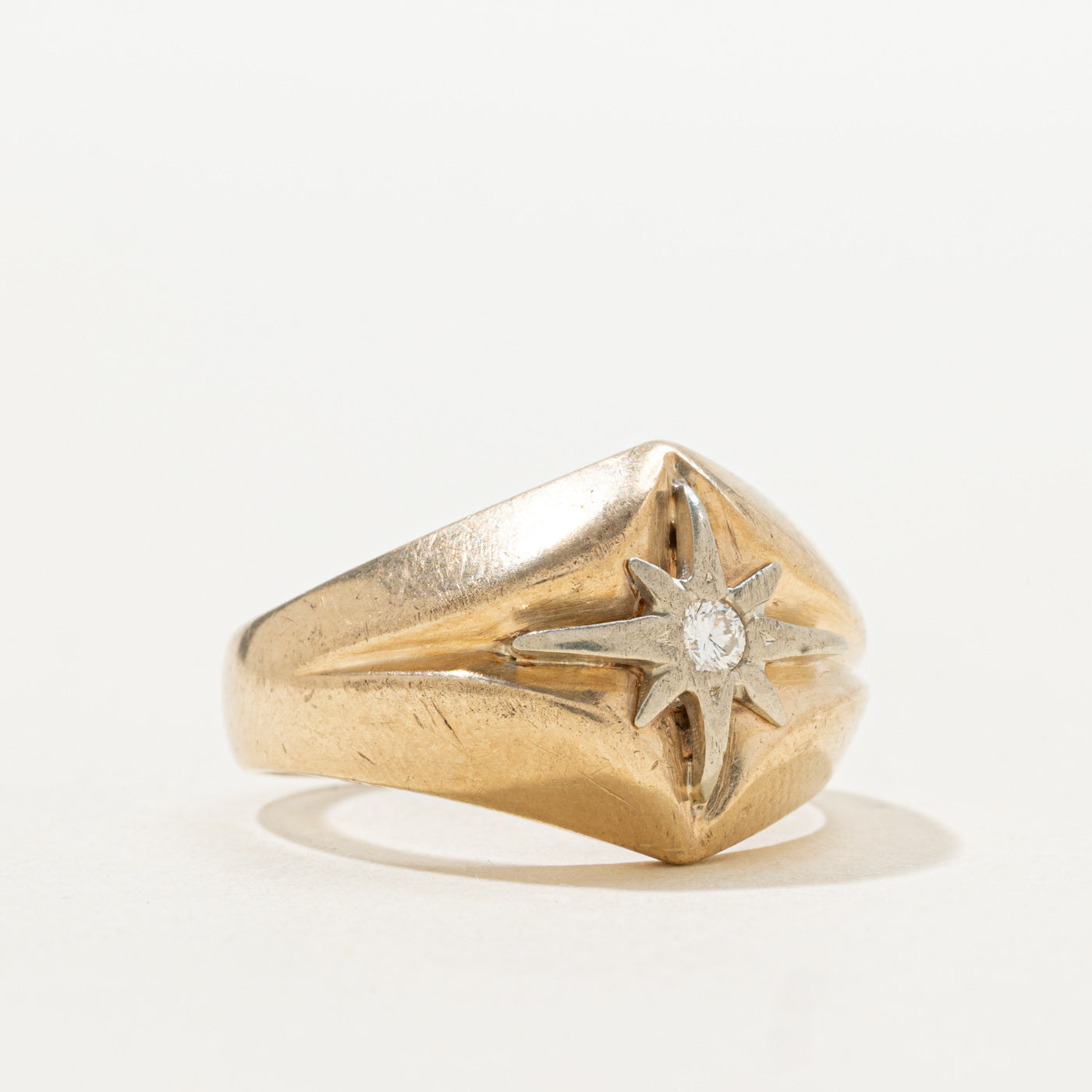 Diamond Star Grooved Dome Ring | SZ 9.0