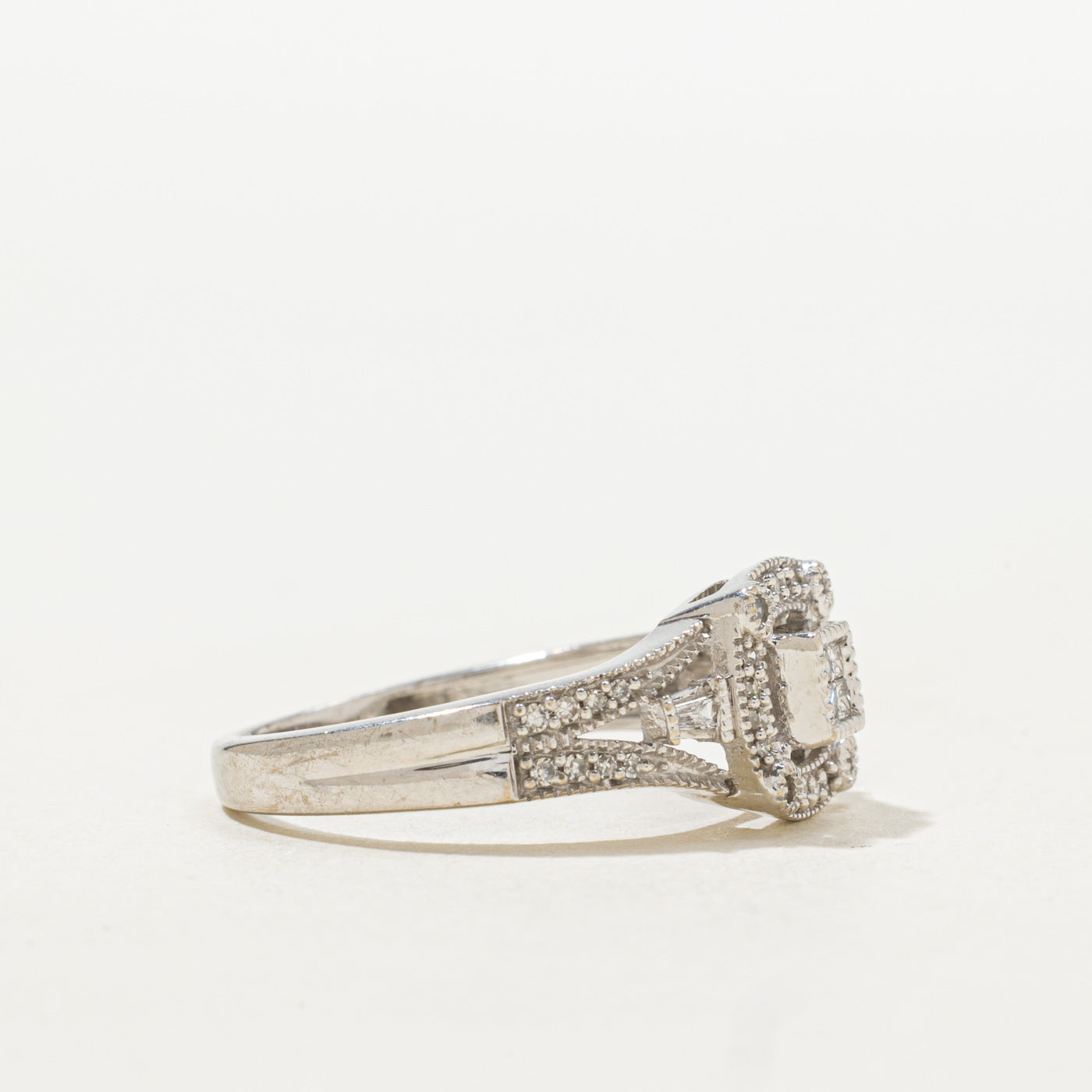 Bague sertie de diamants et ornée de millegrain | Taille 6,5