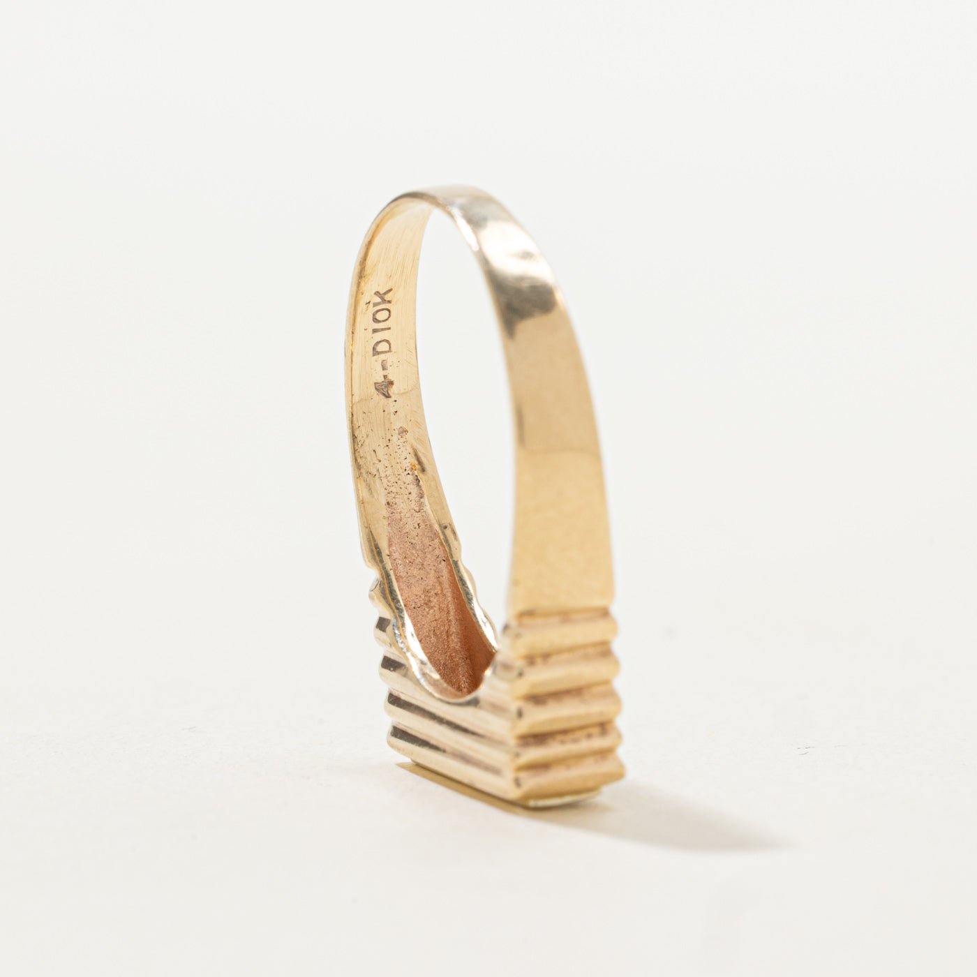 Five Stone Diamond Grooved Signet Ring | SZ 8.75