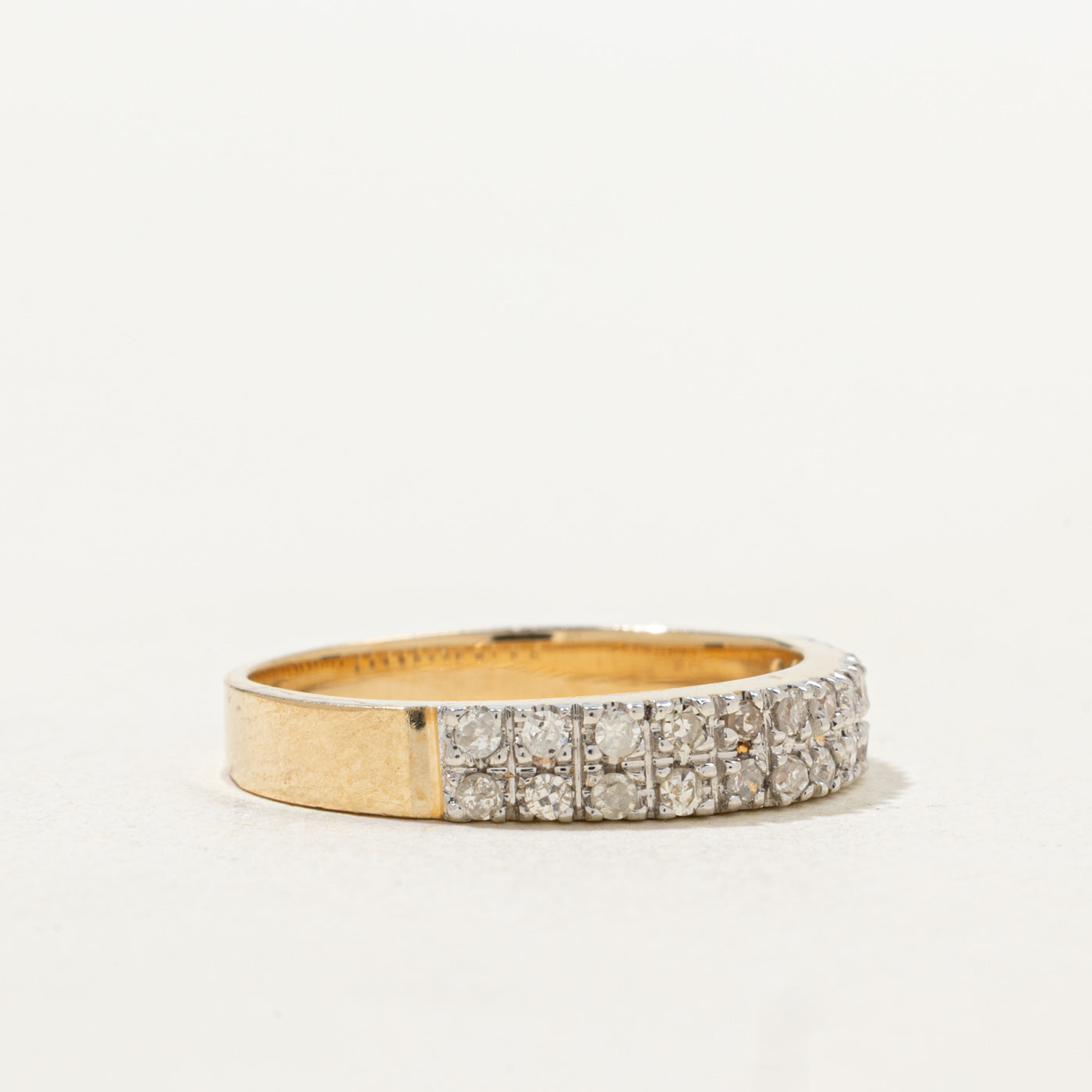 Pavé Set Diamond Double Row Band | SZ 6.5