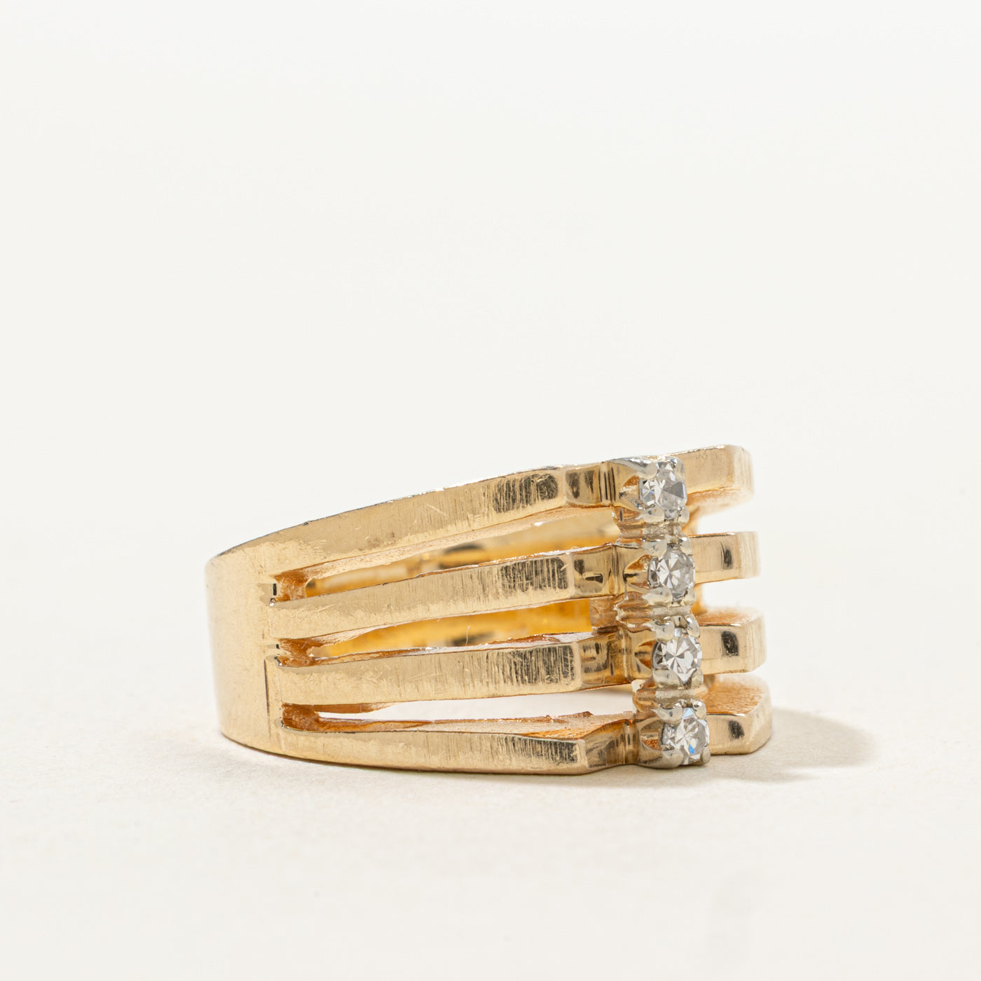 Bague géométrique en diamant style années 70 | Taille 6,25