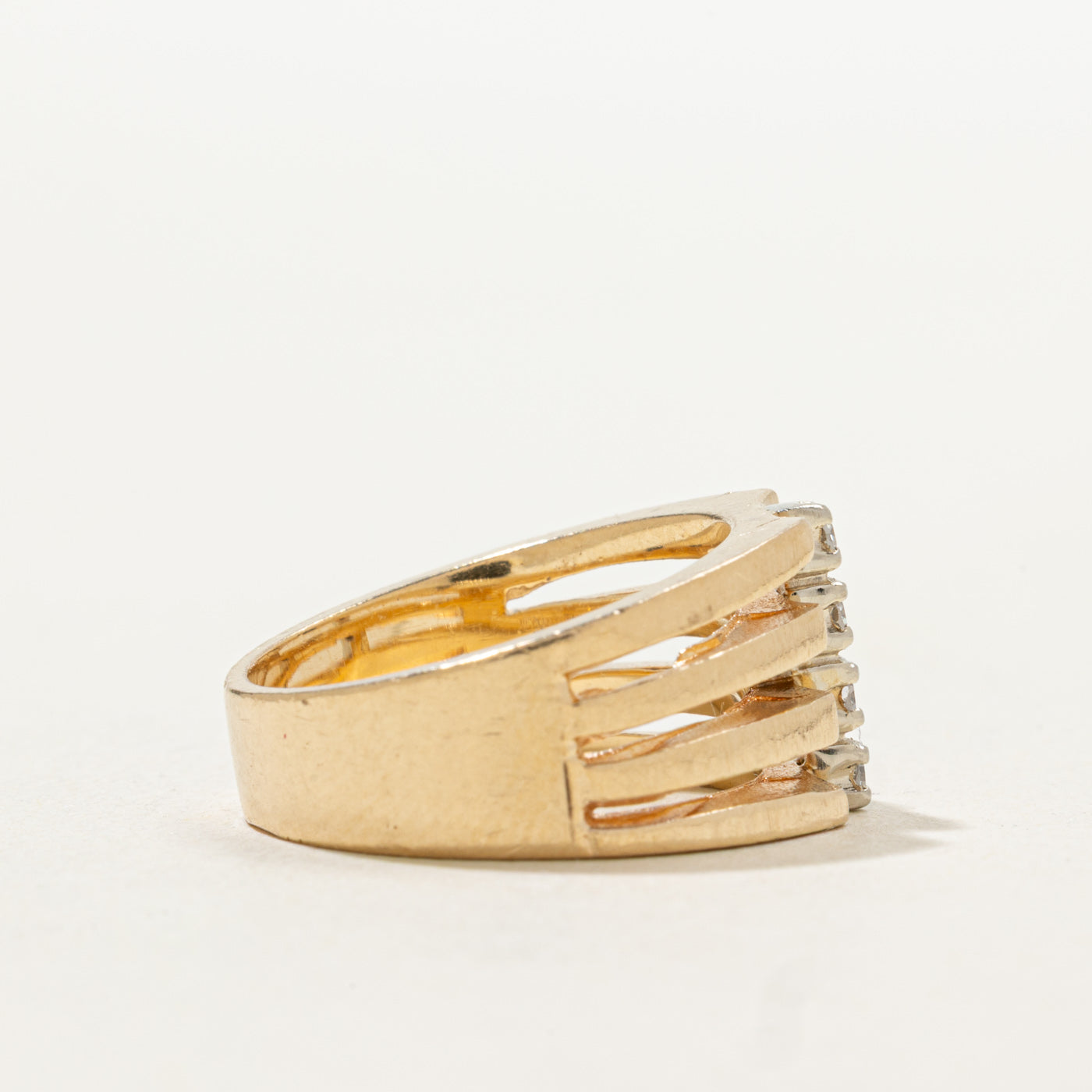 Bague géométrique en diamant style années 70 | Taille 6,25