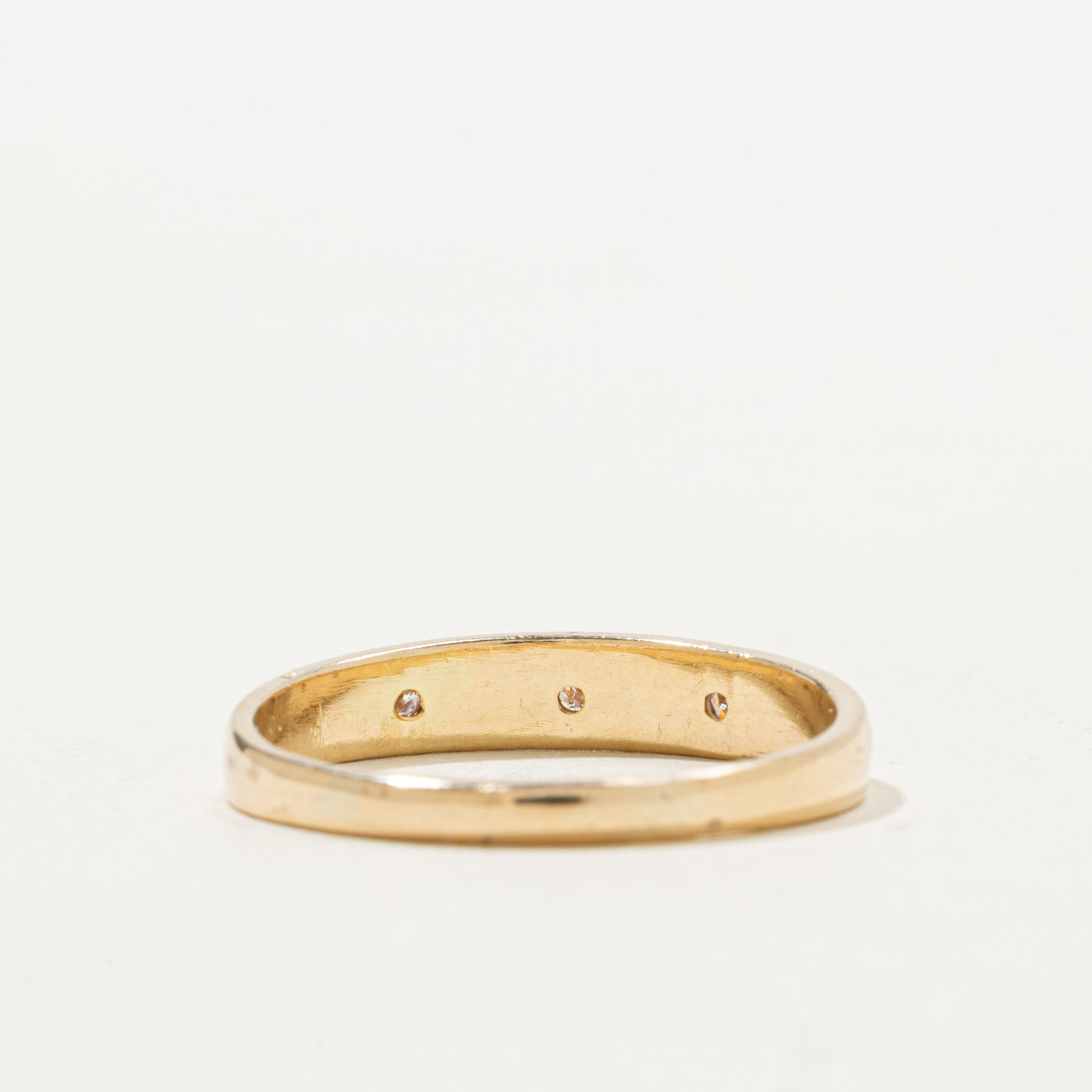 14k Yellow Gold Three Stone Star Set Diamond Band | SZ 8.75