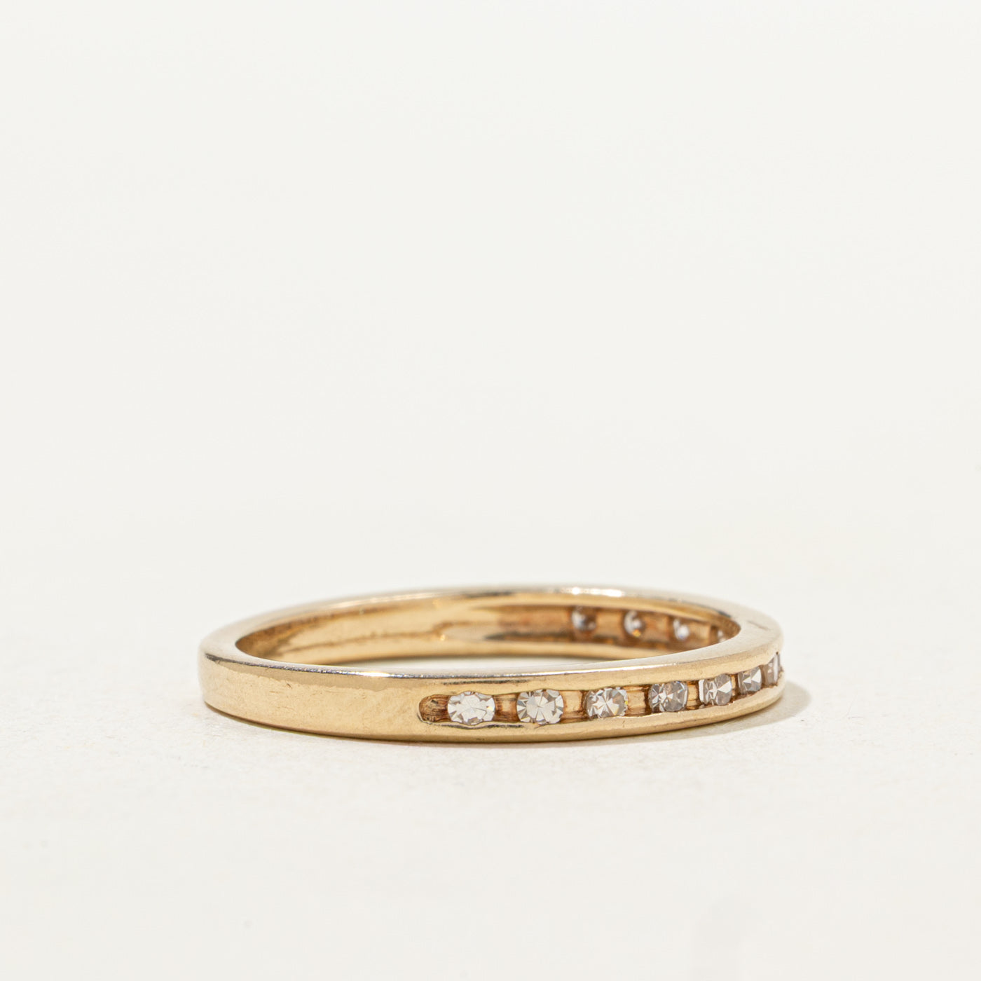 14k Yellow Gold Semi Eternity Diamond Band | SZ 6.0