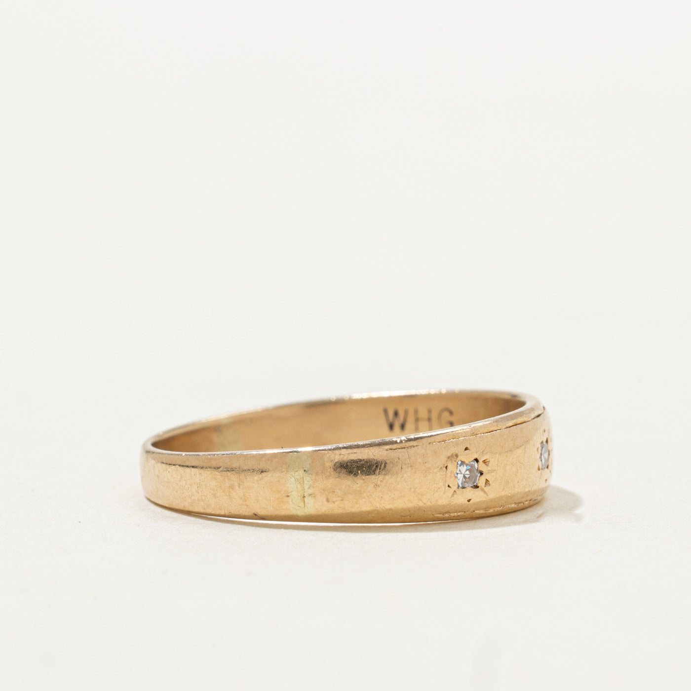 14k Three Stone Star Set Diamond Band | SZ 6.5