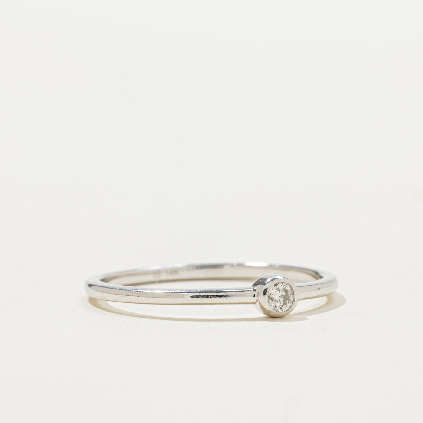 14k Bezel Set Diamond Petite Ring | SZ 9.25